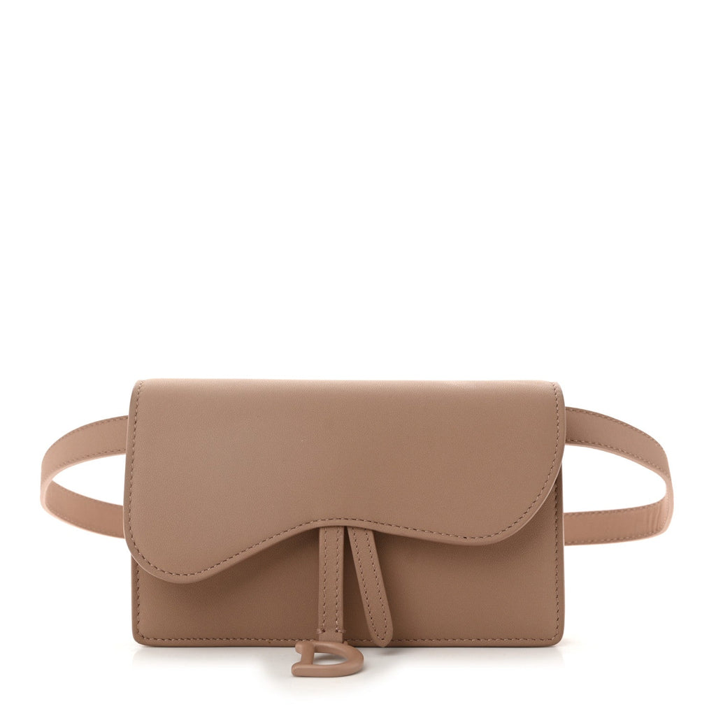 Ultra Matte Calfskin Saddle Belt Clutch Rose Des Vents