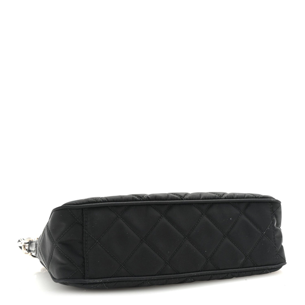 Nylon Tessuto Impuntu Quilted Crossbody Bag Black
