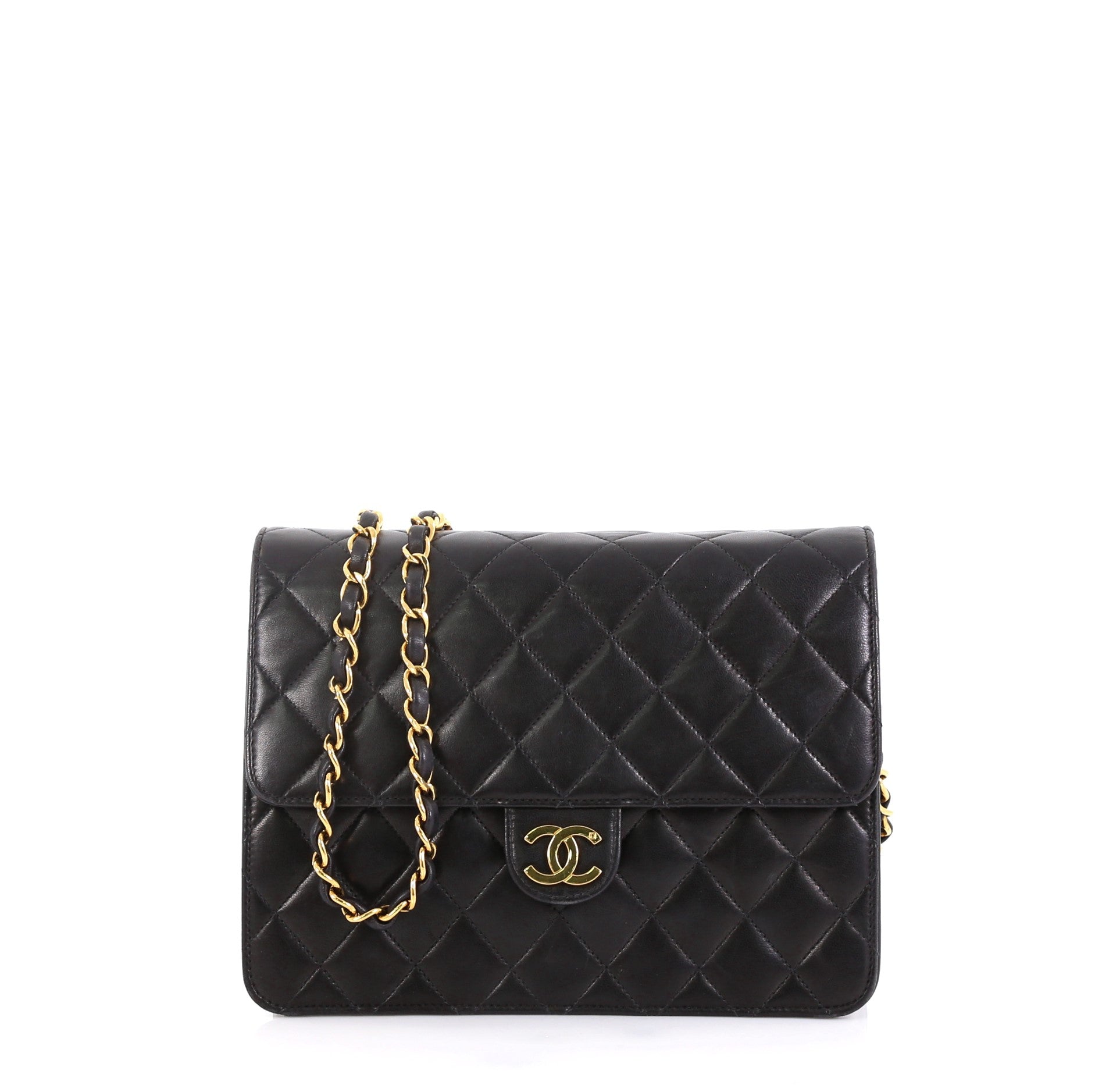 Vintage Clutch with Chain Quilted Leather Small