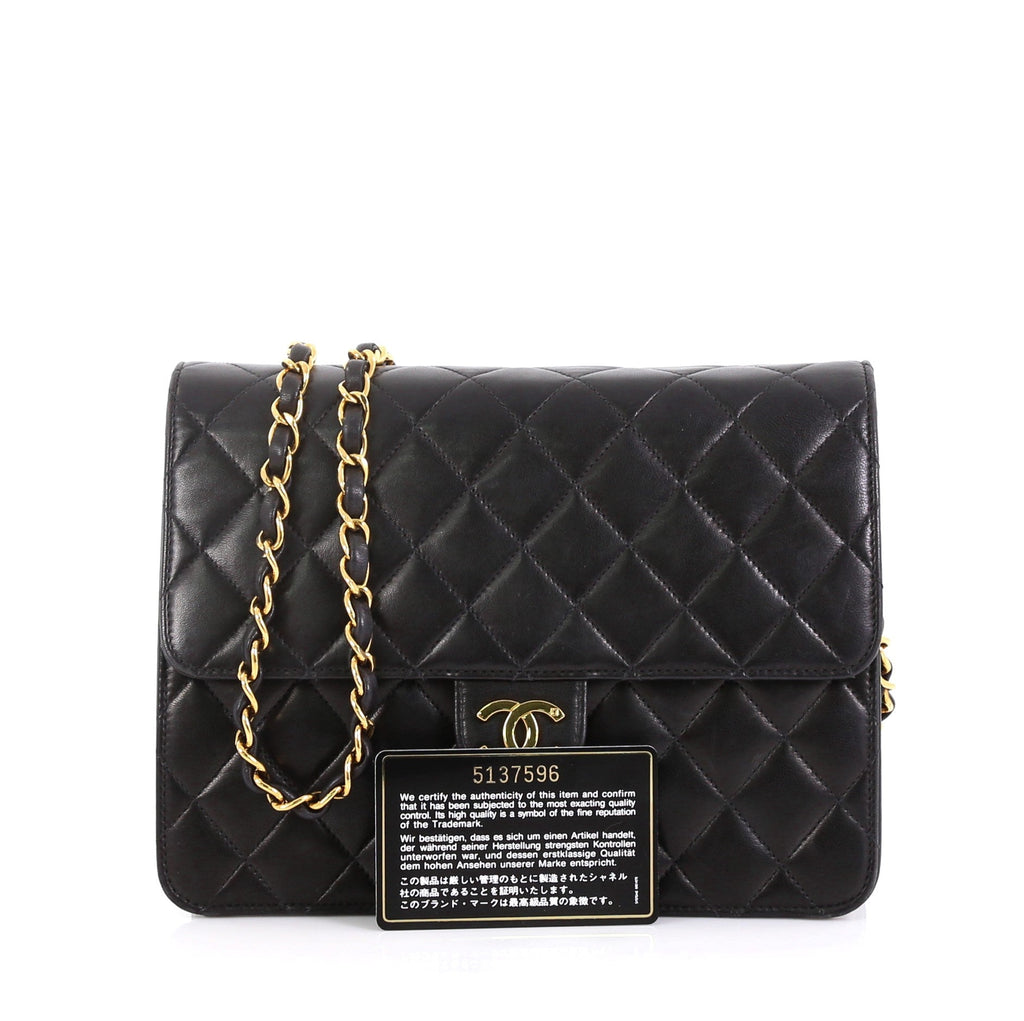 Vintage Clutch with Chain Quilted Leather Small