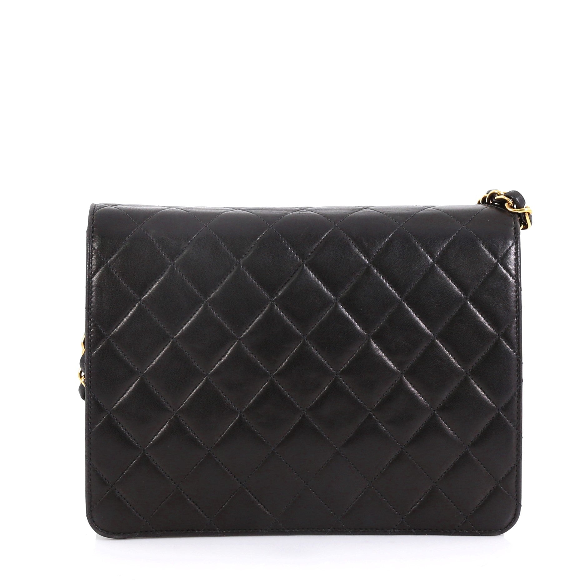 Vintage Clutch with Chain Quilted Leather Small