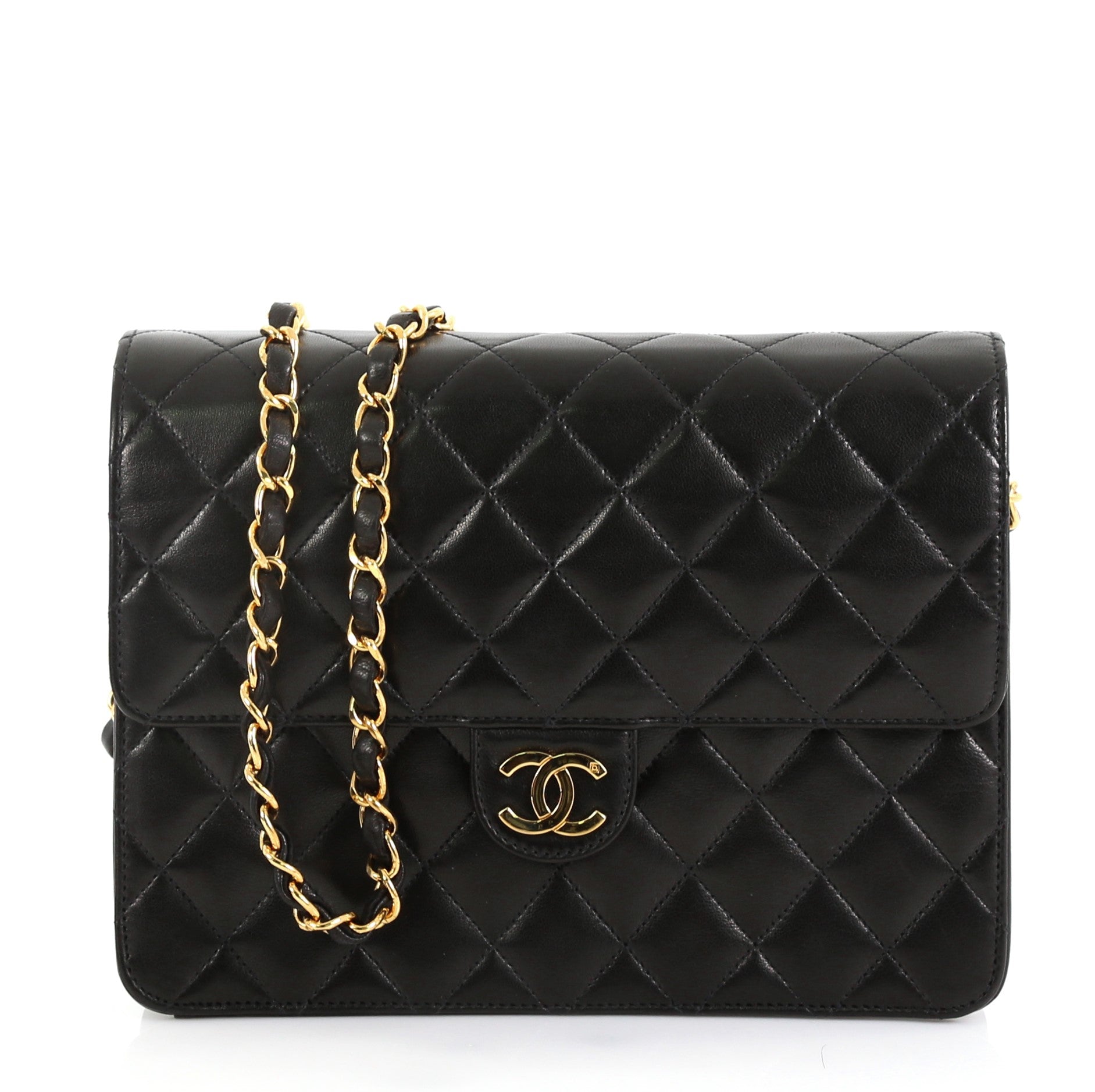 Vintage Clutch with Chain Quilted Leather Small