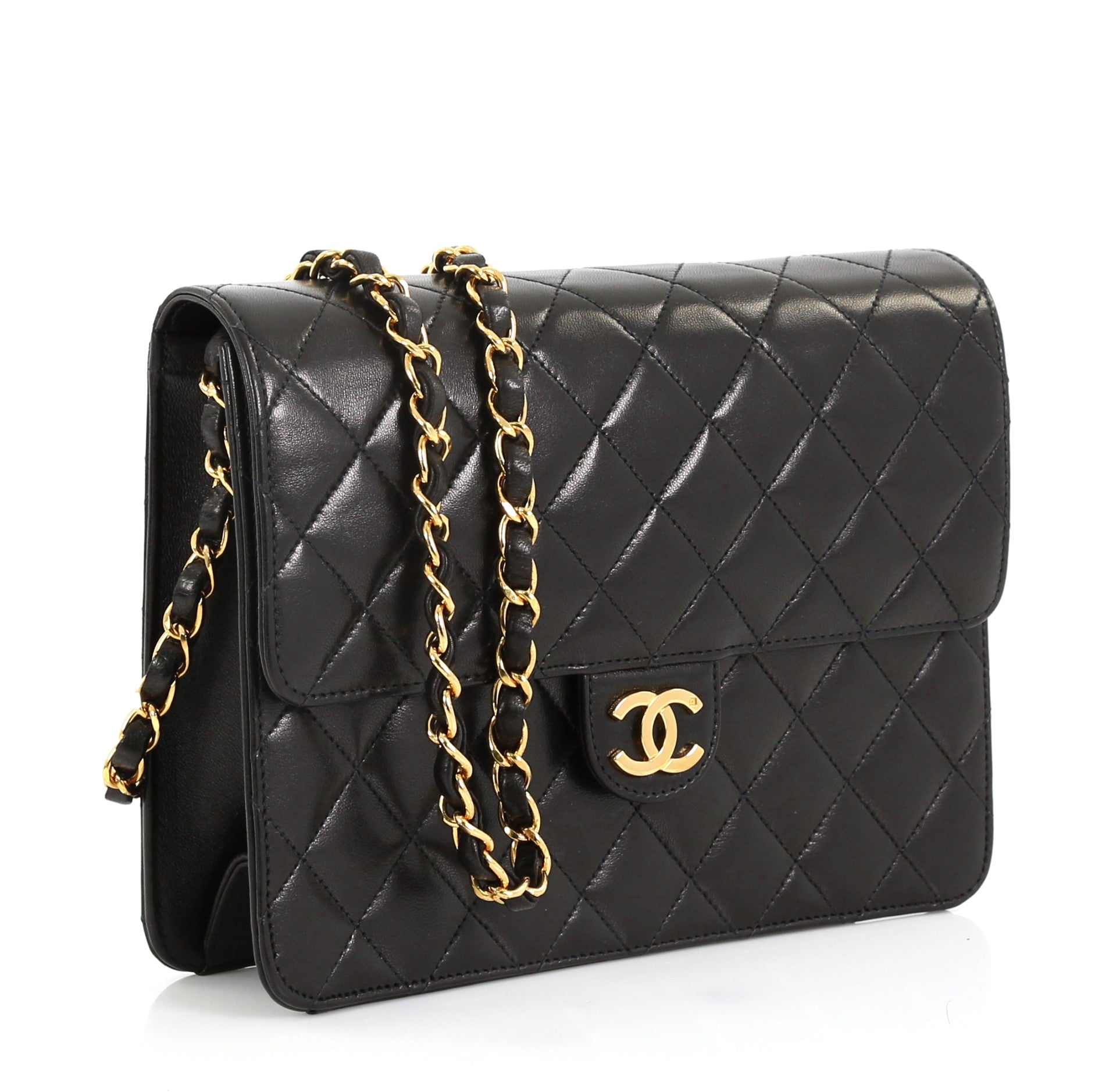 Vintage Clutch with Chain Quilted Leather Small