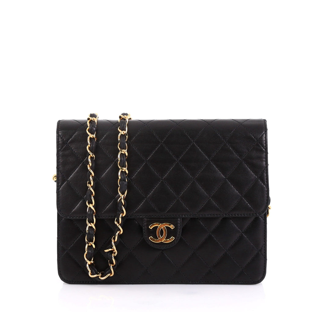 Vintage Clutch with Chain Quilted Leather Small