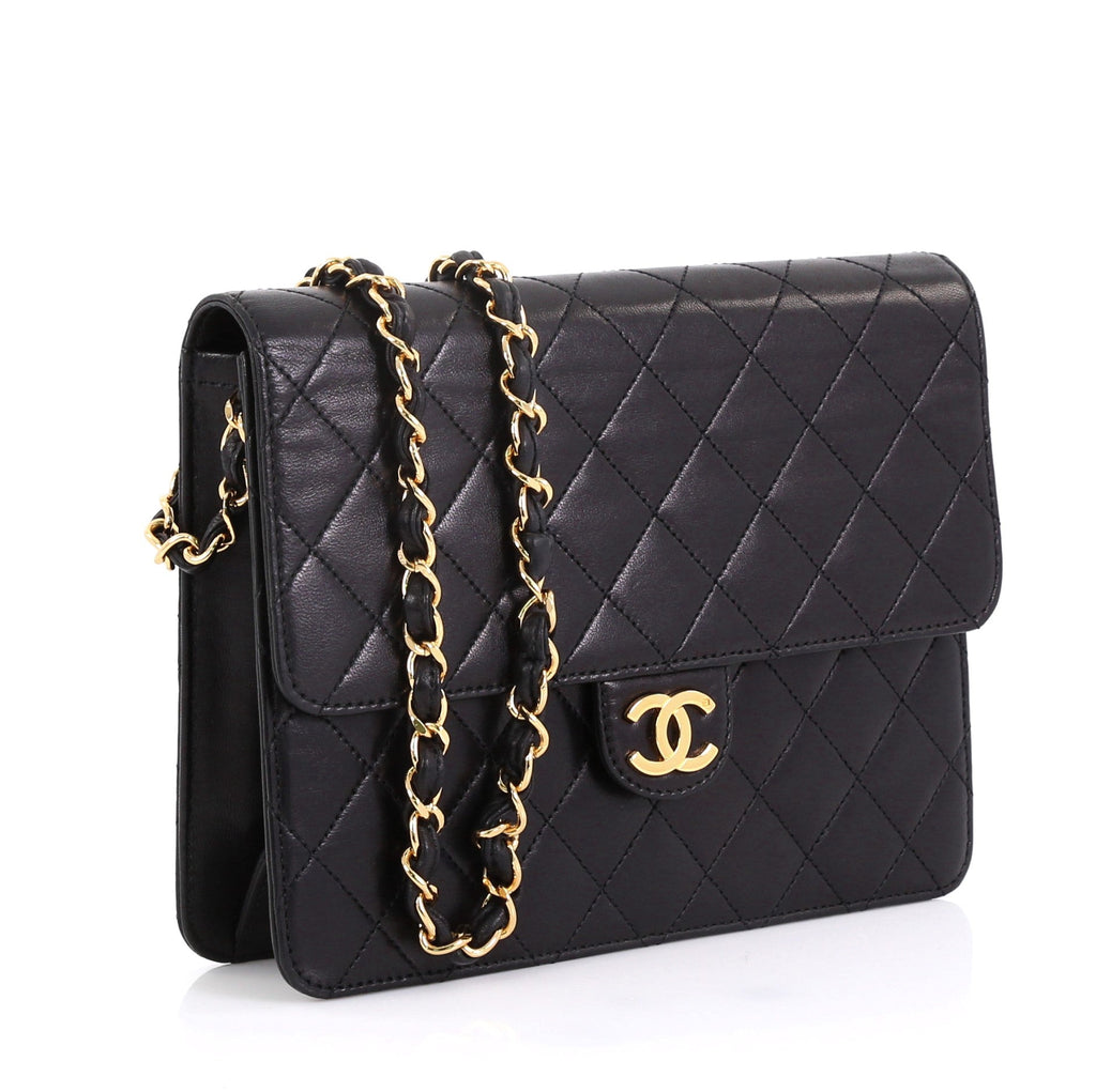 Vintage Clutch with Chain Quilted Leather Small