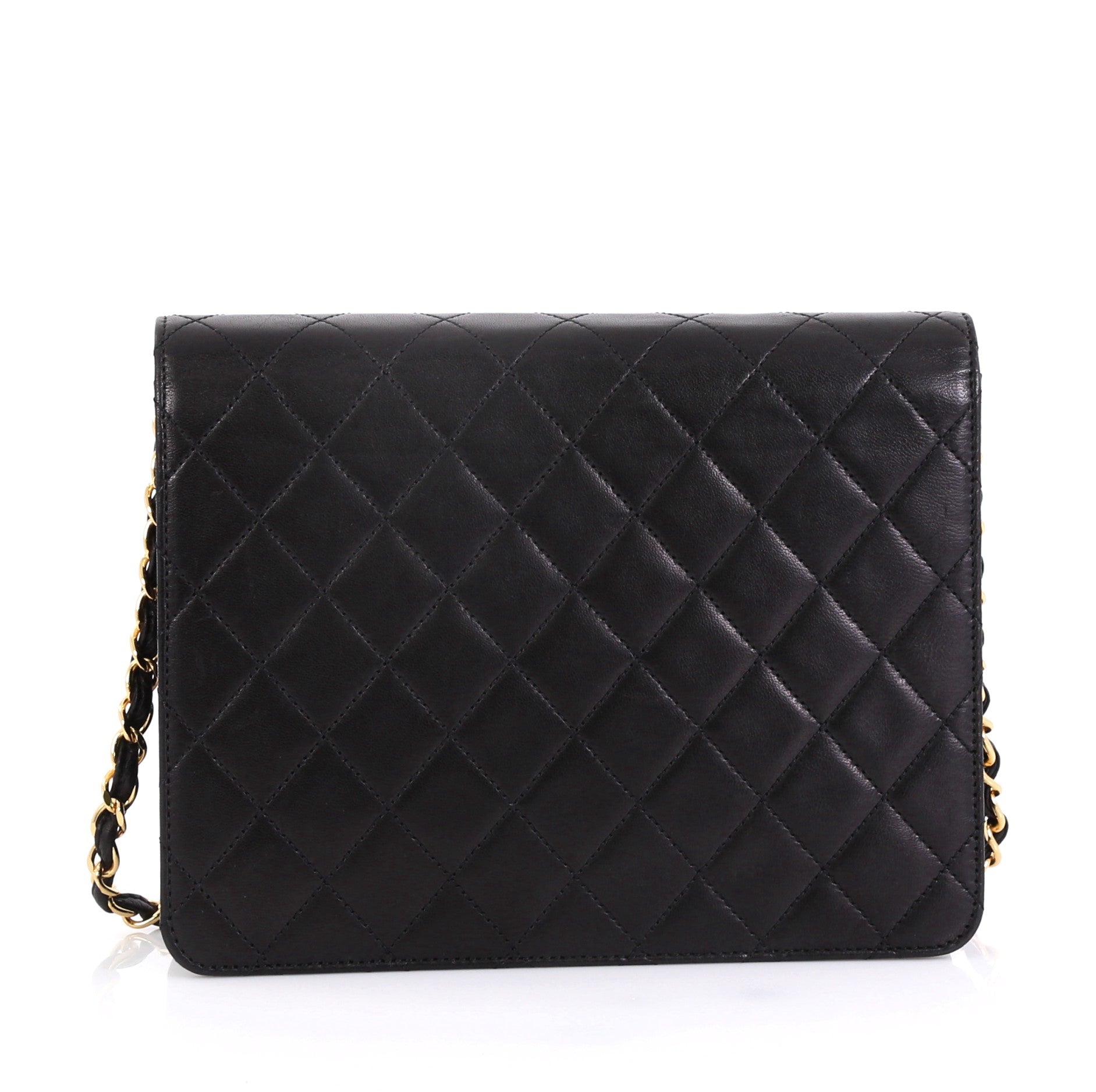 Vintage Clutch with Chain Quilted Leather Small