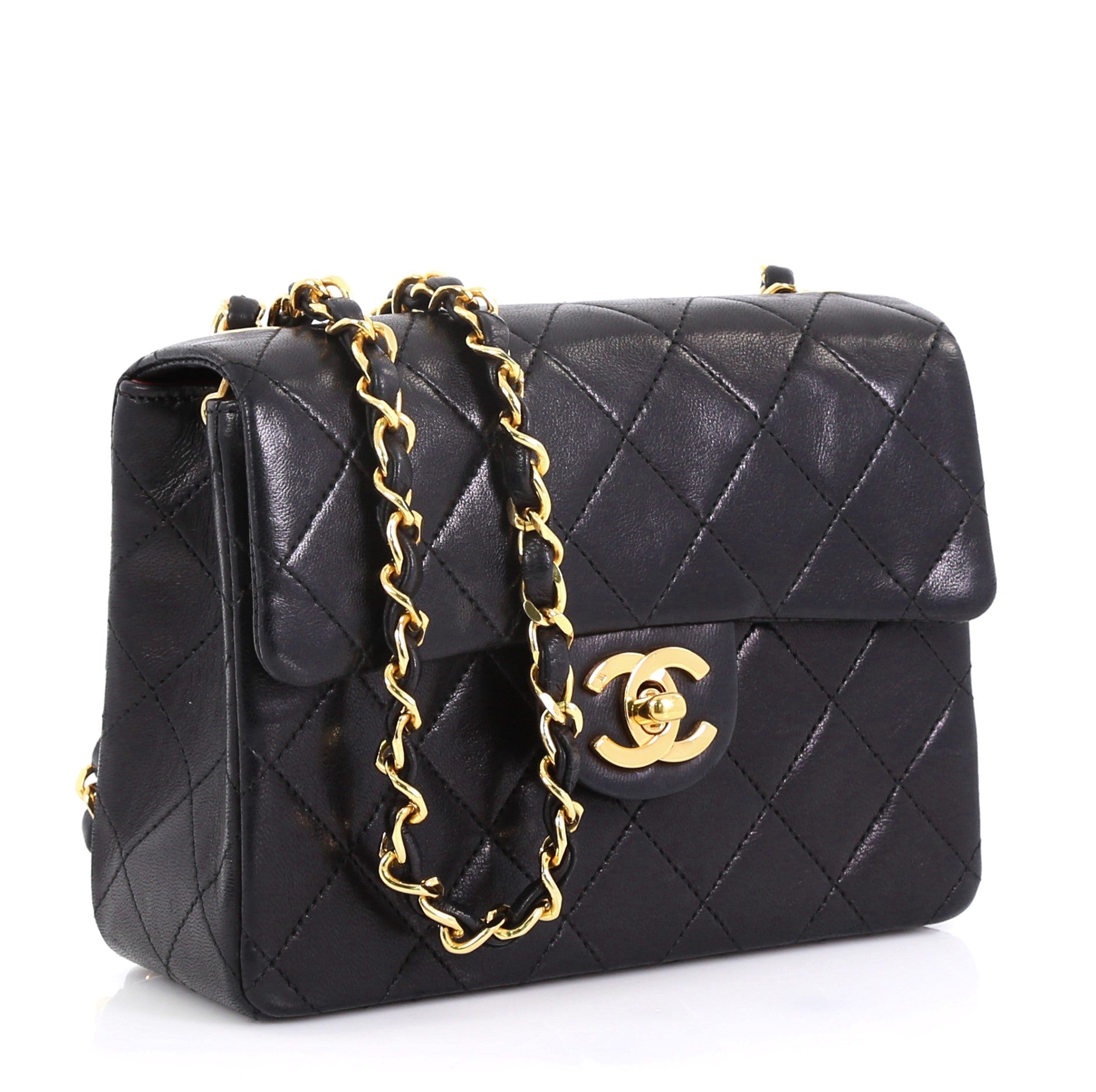 Vintage Square Classic Single Flap Bag Quilted Lambskin Mini