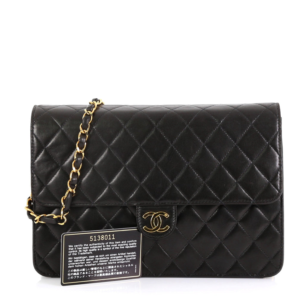 Vintage Clutch with Chain Quilted Leather Medium