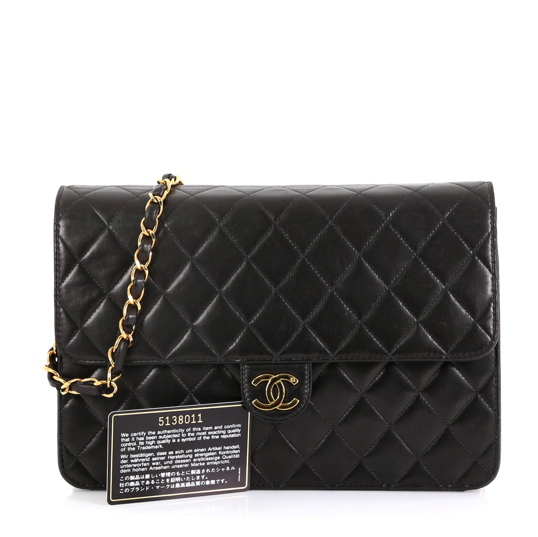 Vintage Clutch with Chain Quilted Leather Medium