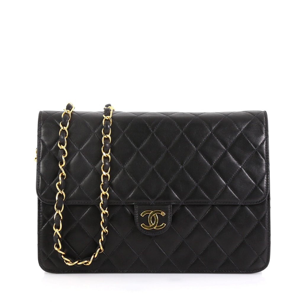 Vintage Clutch with Chain Quilted Leather Medium