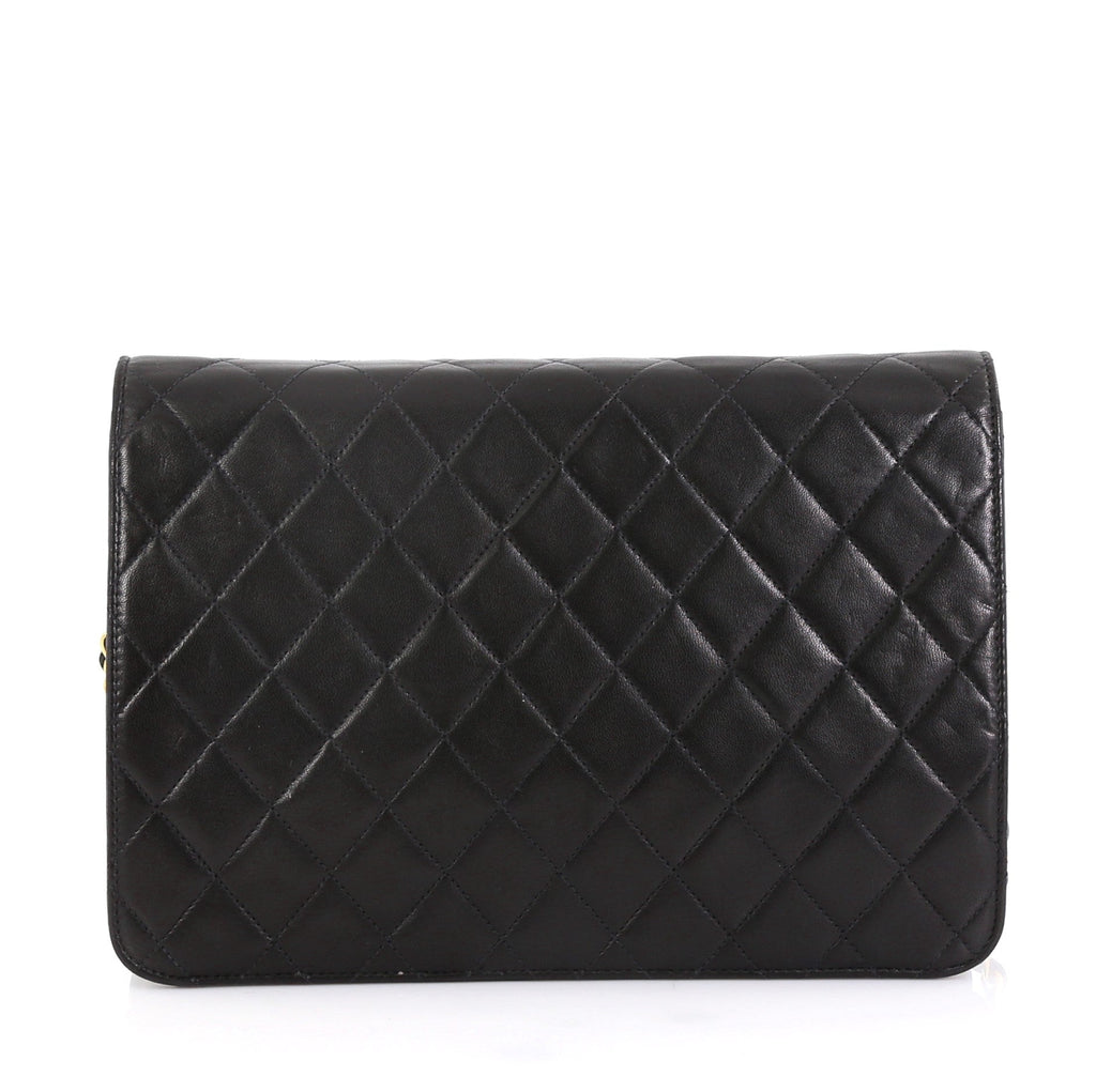 Vintage Clutch with Chain Quilted Leather Medium