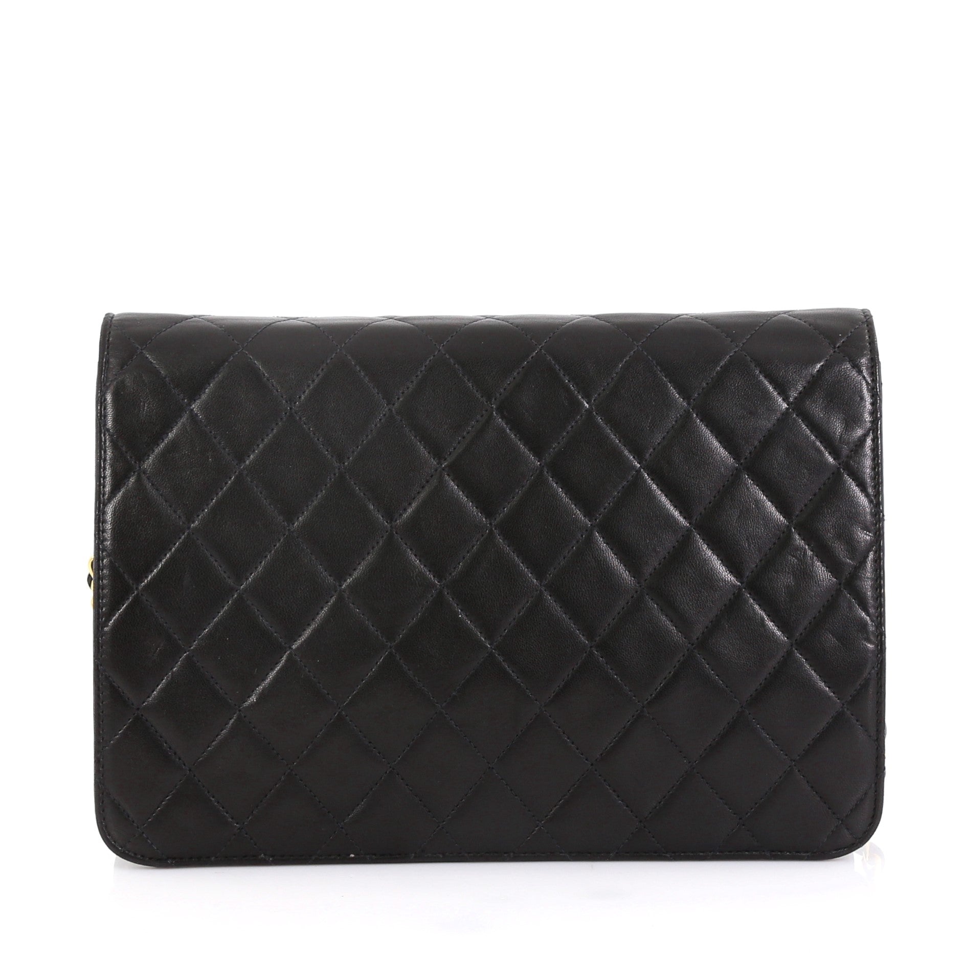 Vintage Clutch with Chain Quilted Leather Medium