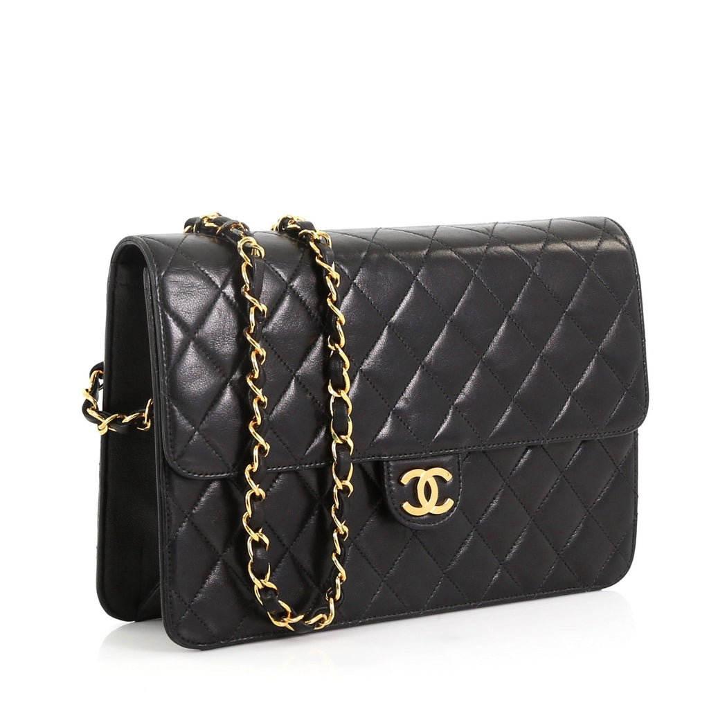 Vintage Clutch with Chain Quilted Leather Medium