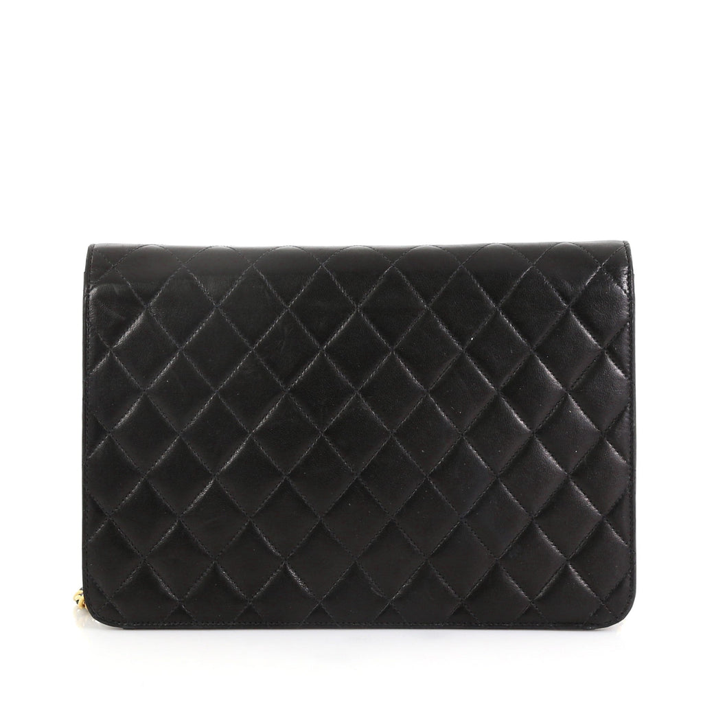 Vintage Clutch with Chain Quilted Leather Medium