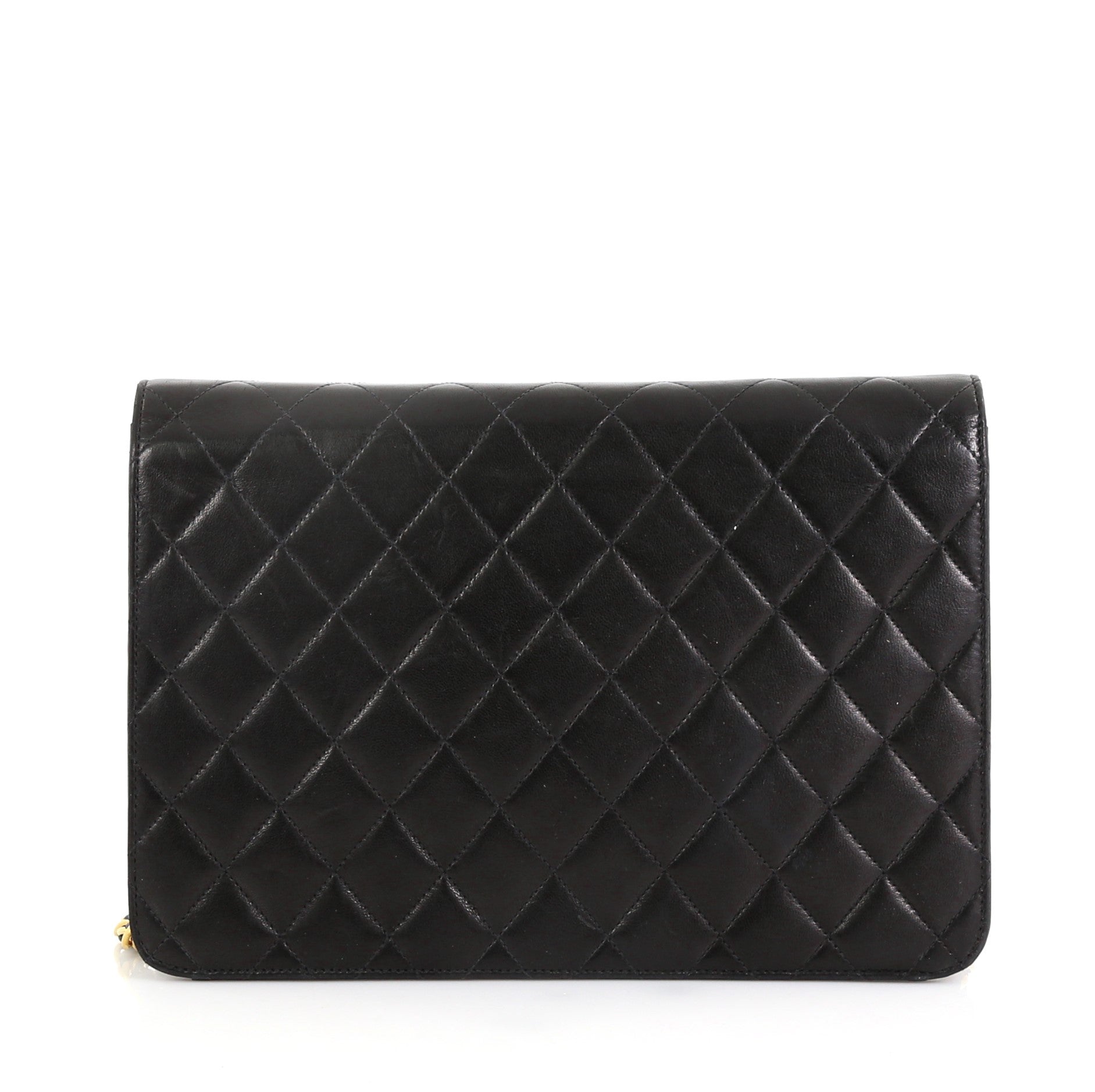 Vintage Clutch with Chain Quilted Leather Medium