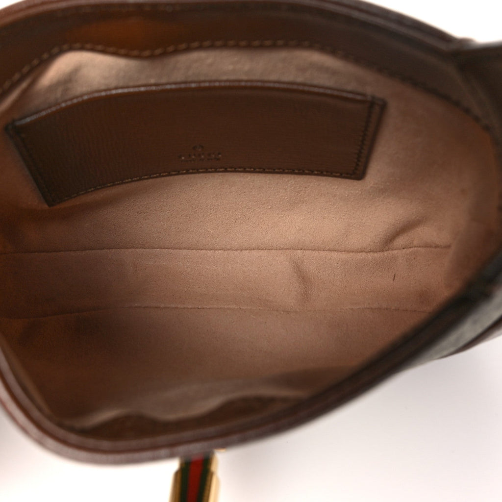 GG Supreme Monogram Azalea Calfskin Web Mini Jackie 1961 Hobo Beige Ebony Brown Sugar