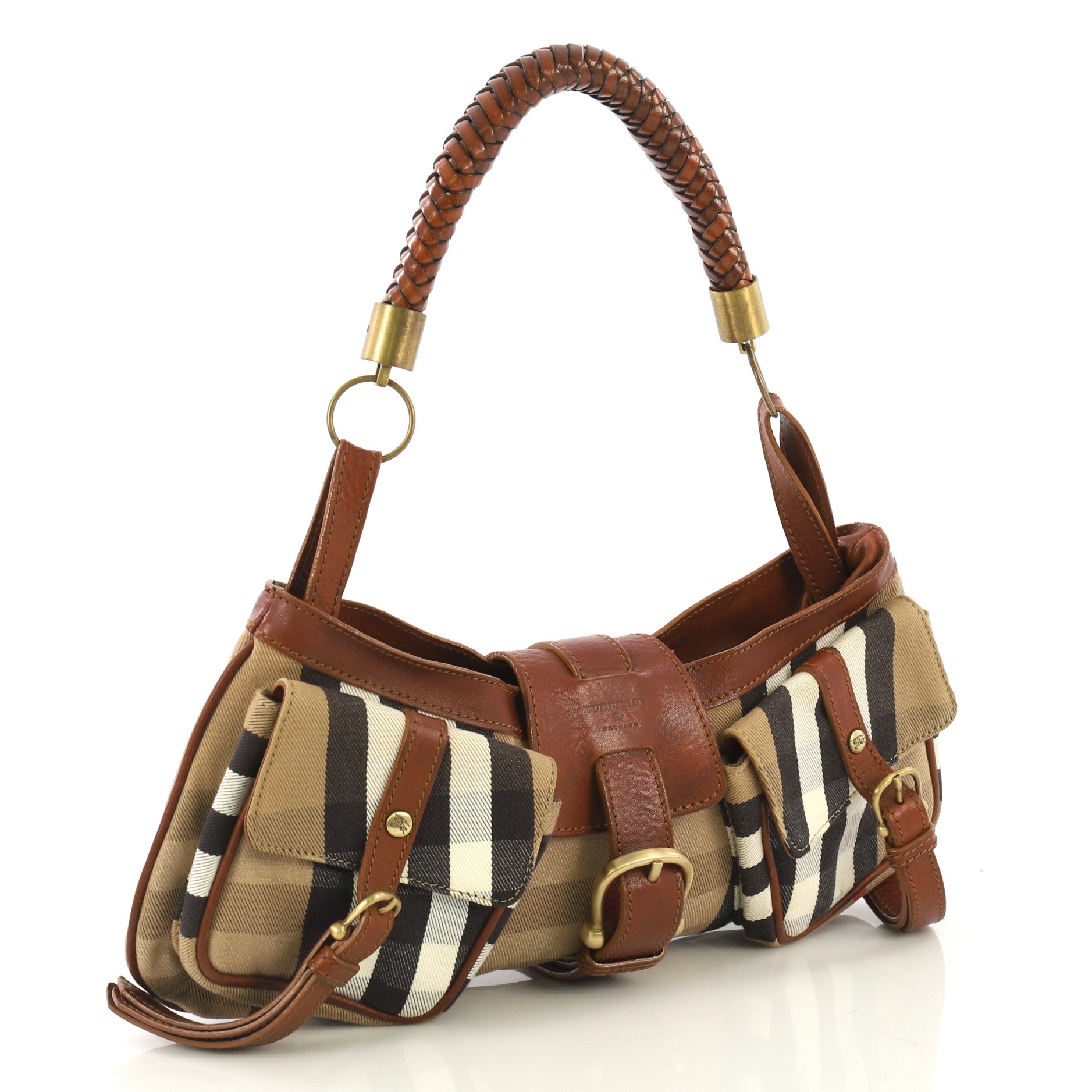Cinda Shoulder Bag House Check Canvas and Leather Mini