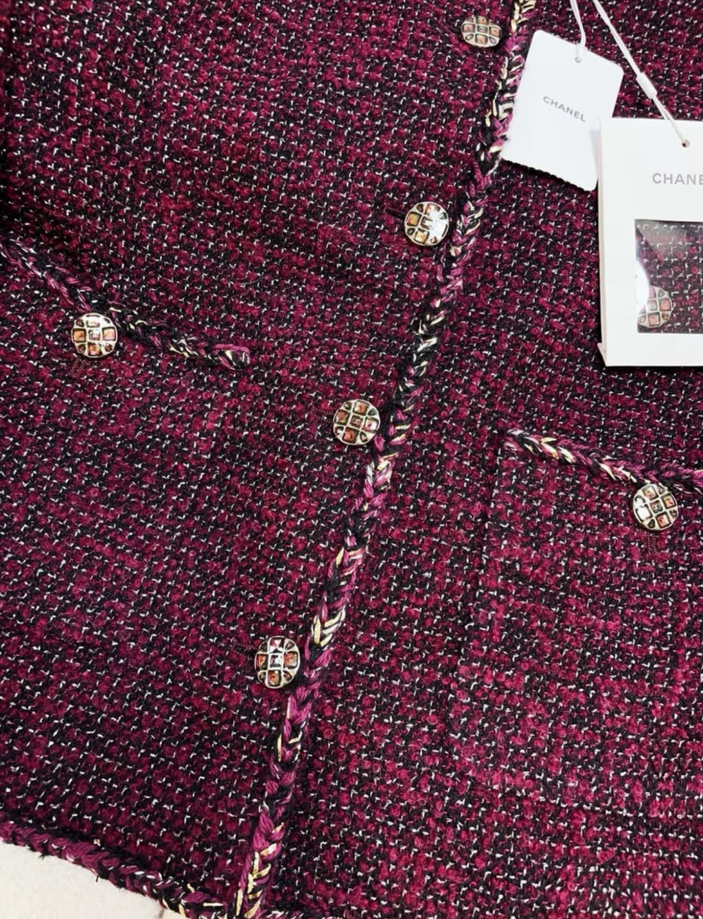 Chanel 22A Burgundy Tweed Jacket