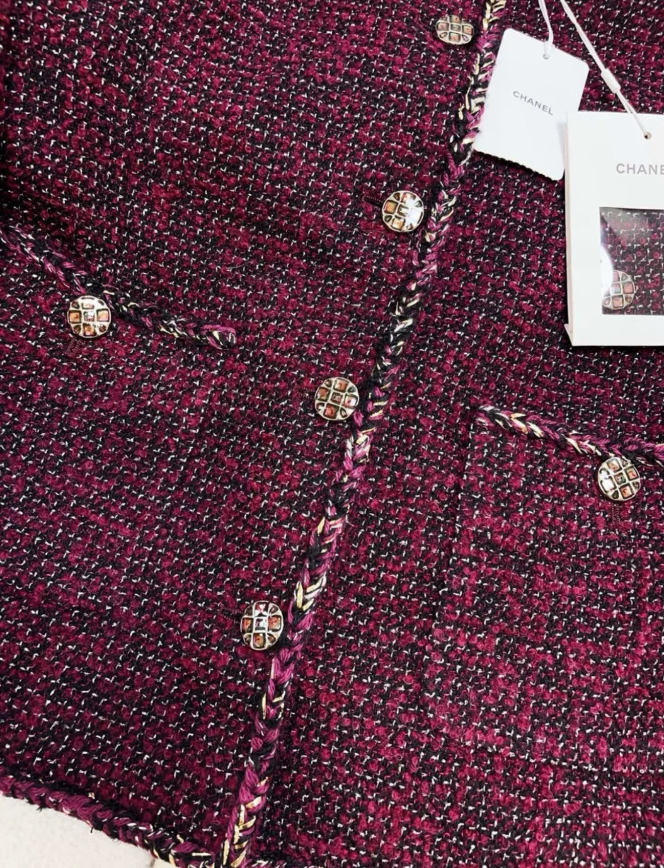 Chanel 22A Burgundy Tweed Jacket