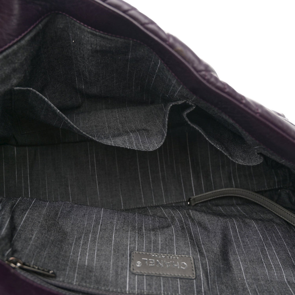 Lambskin In And Out XL Maxi Flap Dark Purple