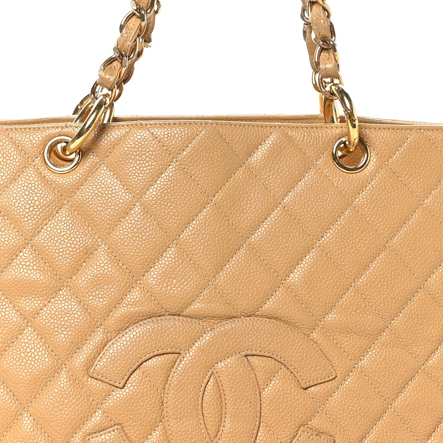 Caviar Quilted Timeless CC Shopping Tote Beige