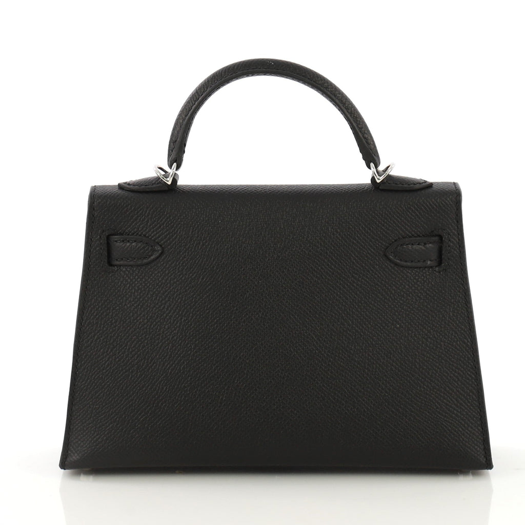 Kelly Mini II Handbag Noir Epsom with Palladium Hardware 20