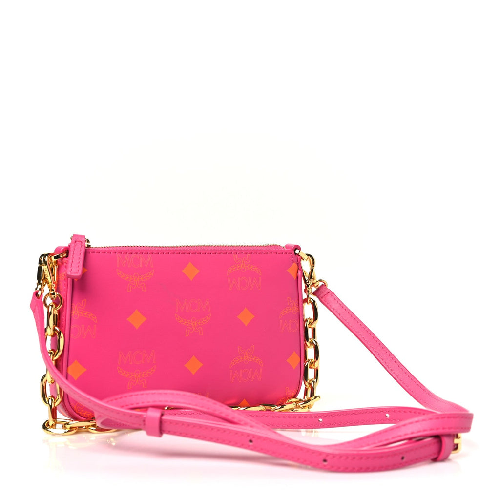 Calfskin Color Splash Mini Pouch on Chain Pink