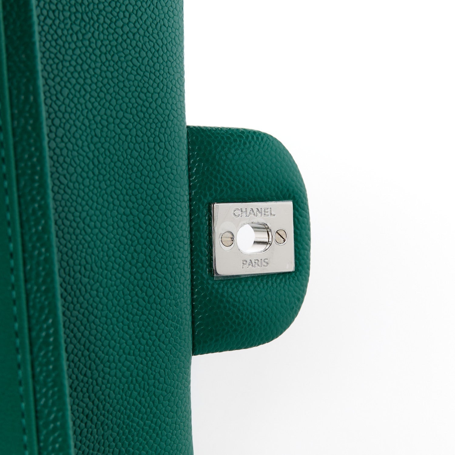 Caviar Quilted Medium Double Flap Green