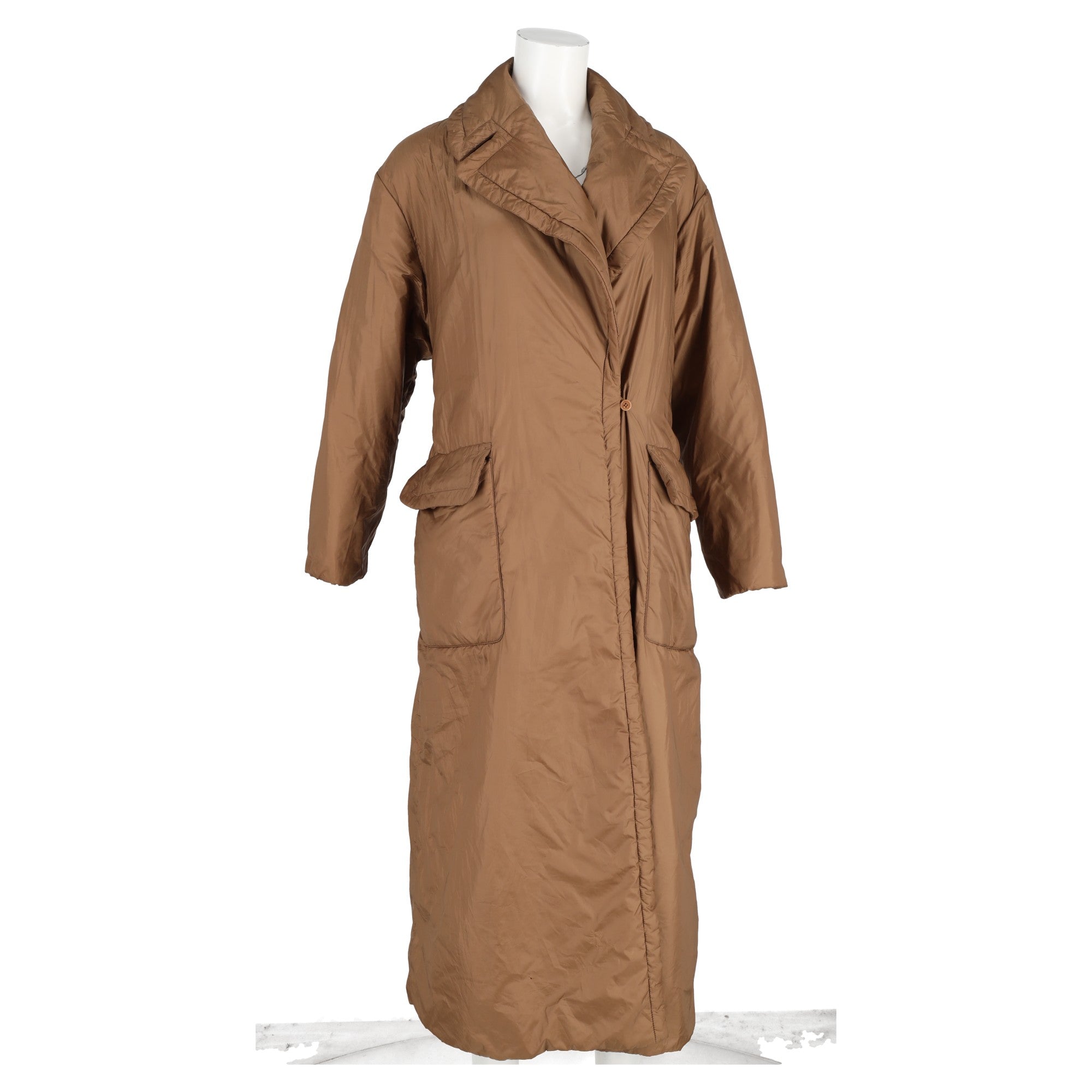 Max Mara Cube Greendi Coat with Pockets in Brown Polyamide