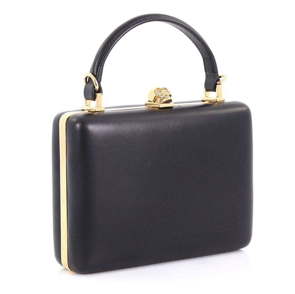 Skull Top Handle Clutch Leather Small