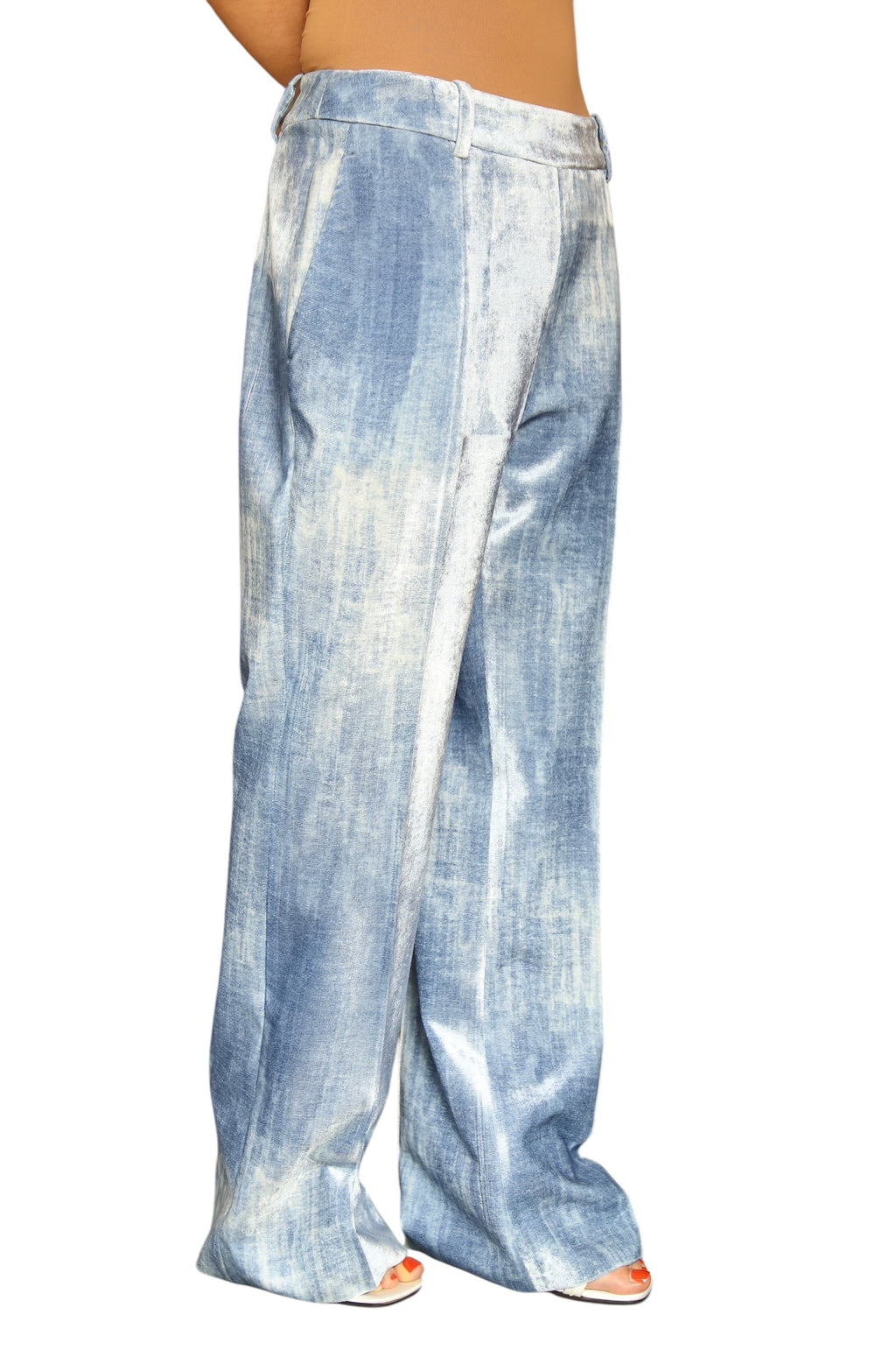 Ermano Scervino Blue Velvet Wide Leg Trousers - 44 / US 8