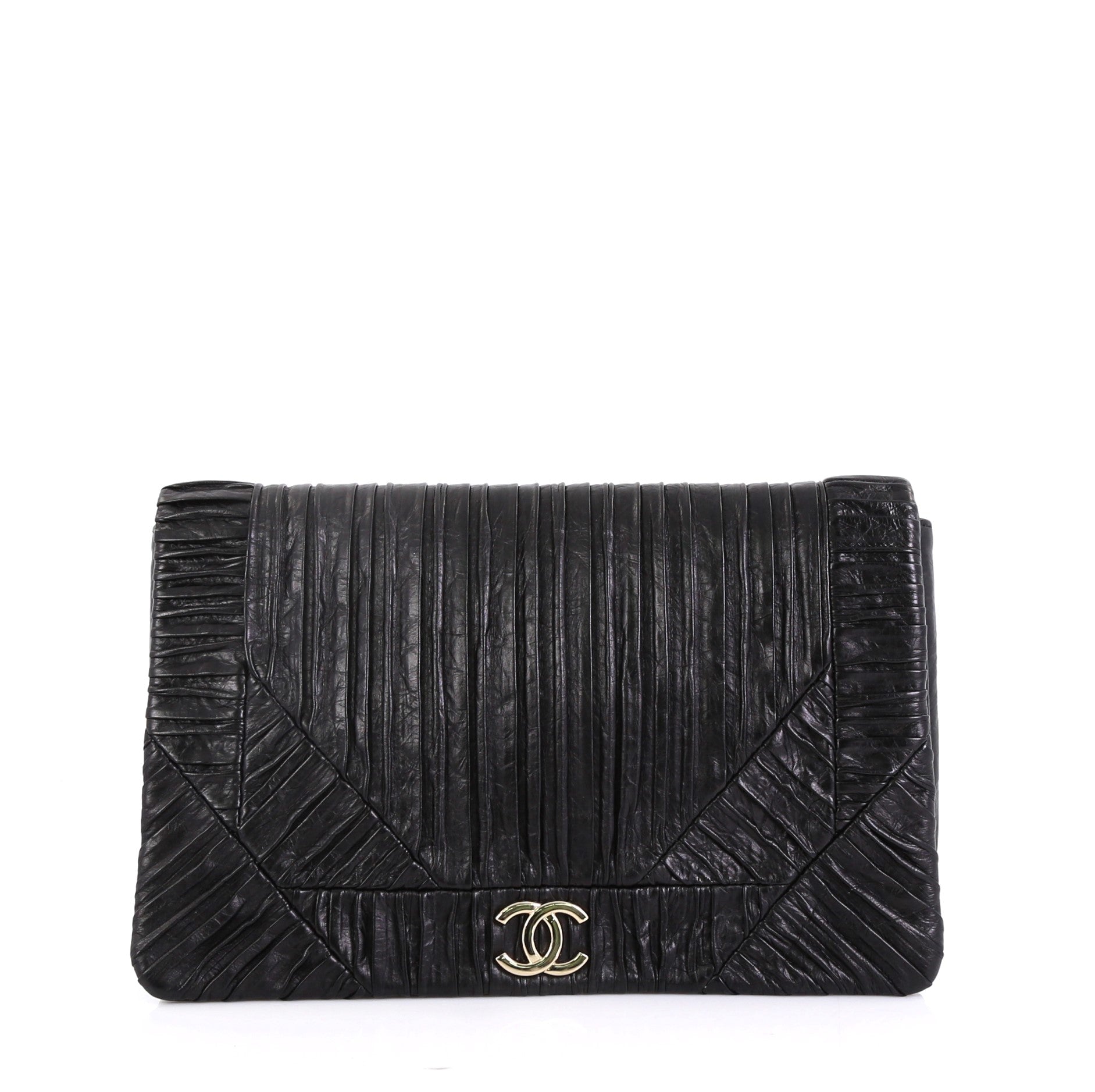 Coco Pleats Flap Clutch Pleated Crumpled Calfskin Small