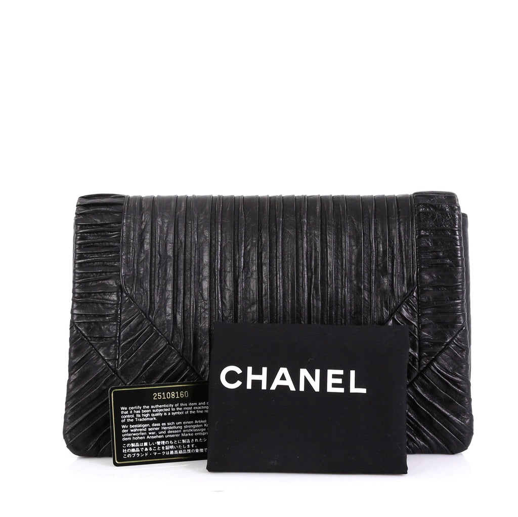 Coco Pleats Flap Clutch Pleated Crumpled Calfskin Small