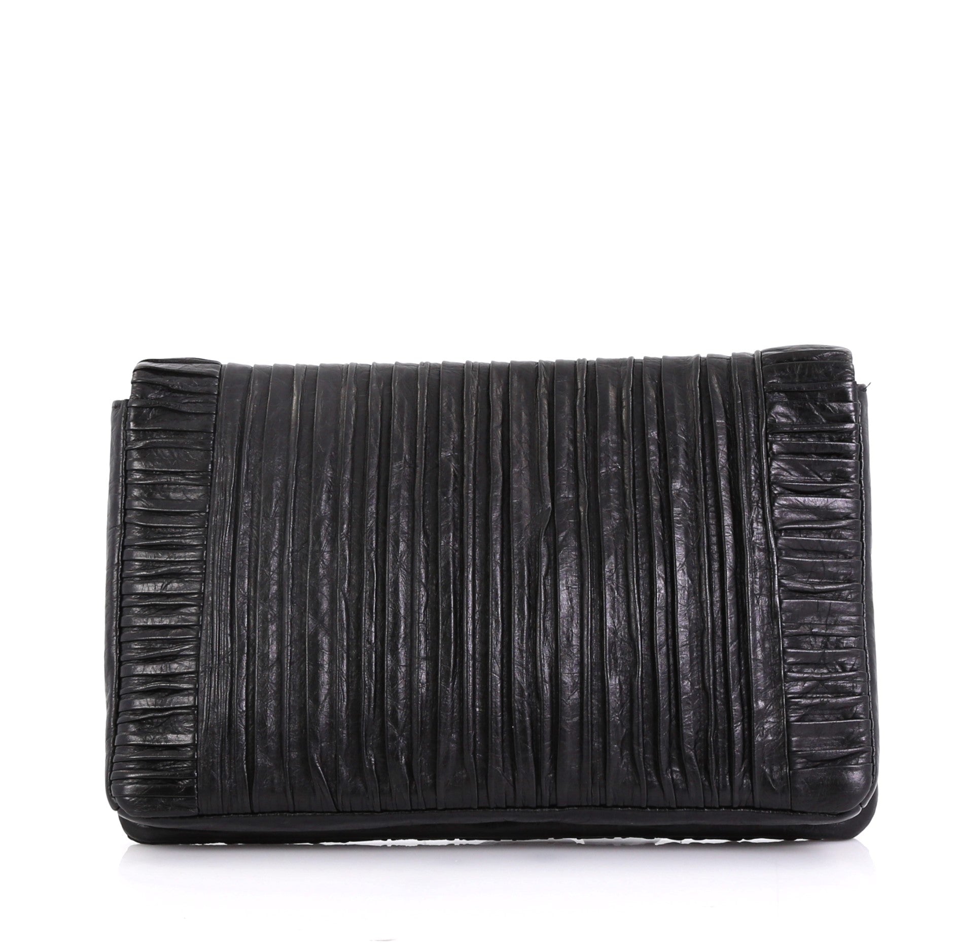 Coco Pleats Flap Clutch Pleated Crumpled Calfskin Small
