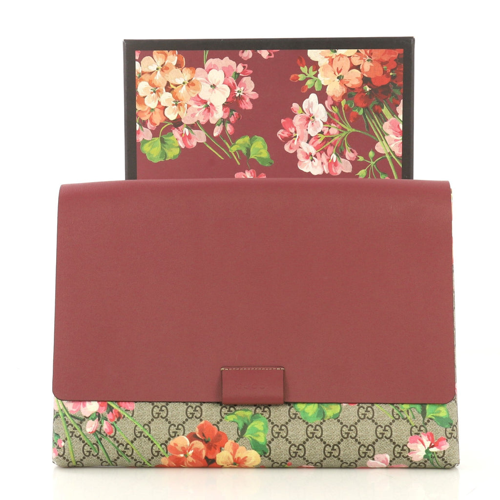 Envelope Clutch Blooms Print GG Coated Canvas and Leather Large