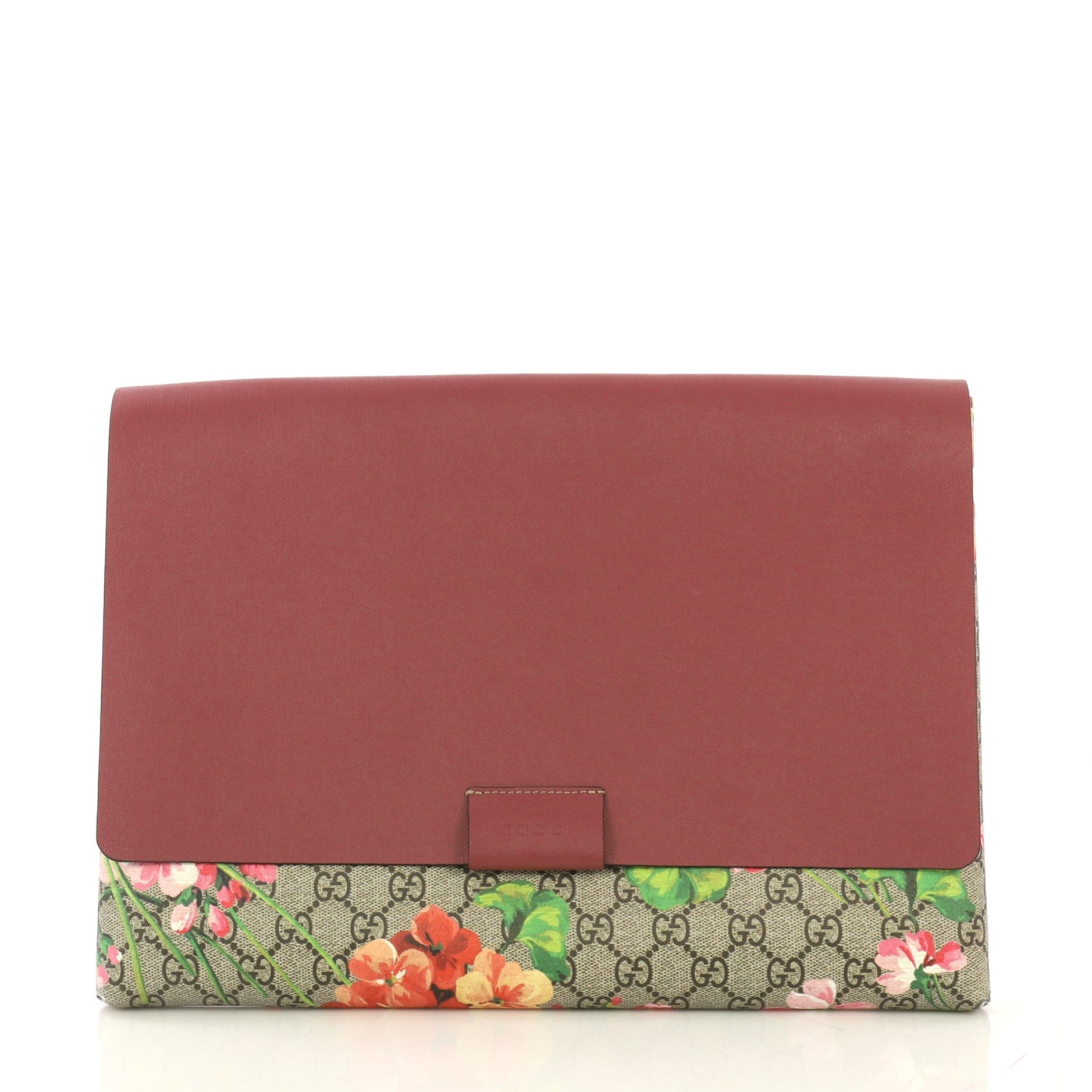 Envelope Clutch Blooms Print GG Coated Canvas and Leather Large