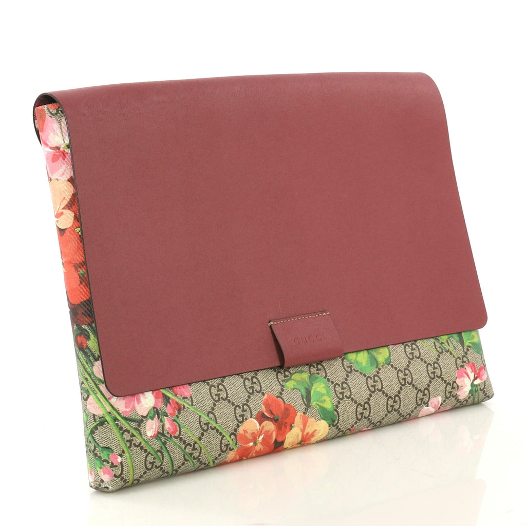 Envelope Clutch Blooms Print GG Coated Canvas and Leather Large
