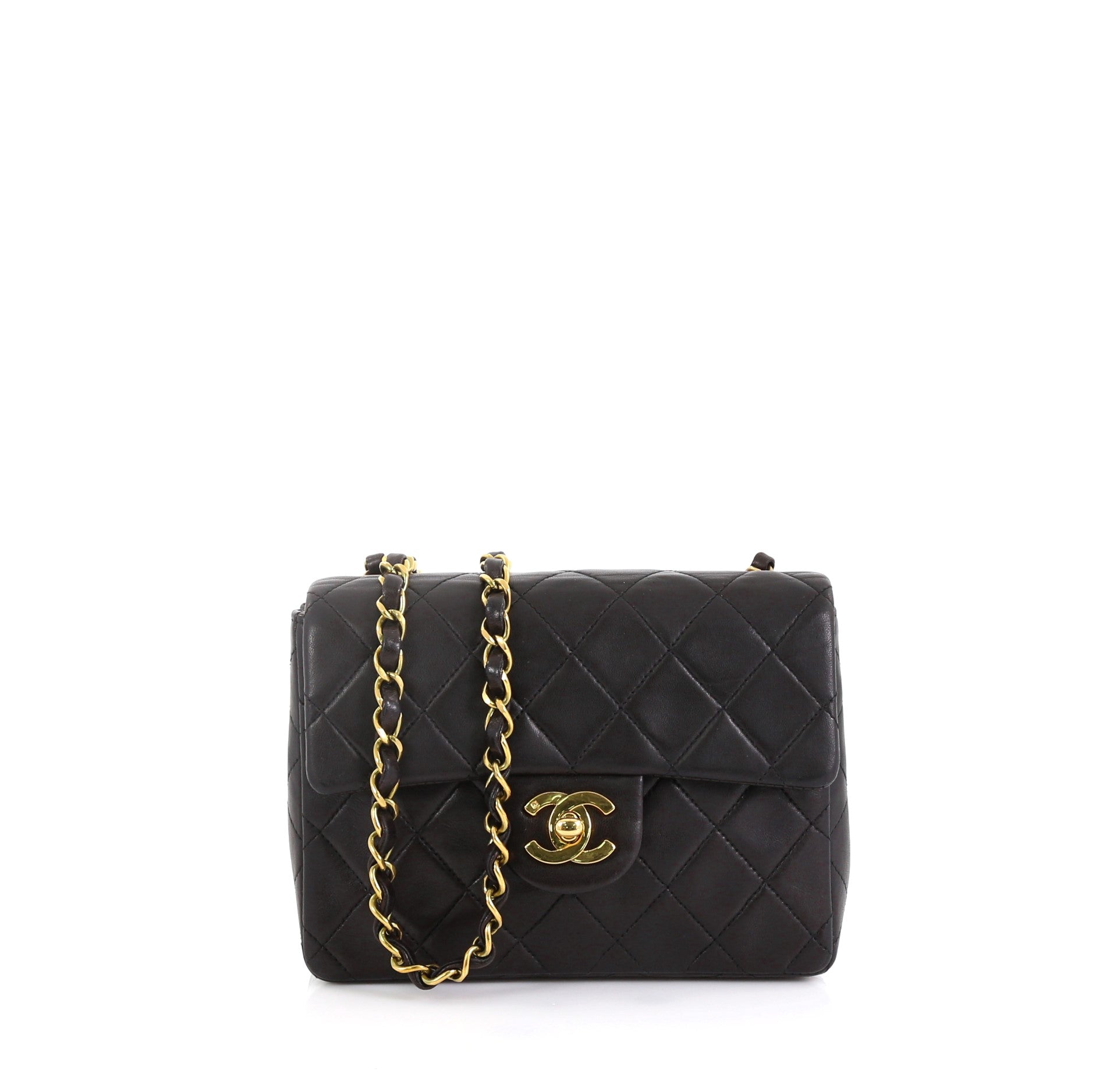 Vintage Square Classic Single Flap Bag Quilted Lambskin Mini