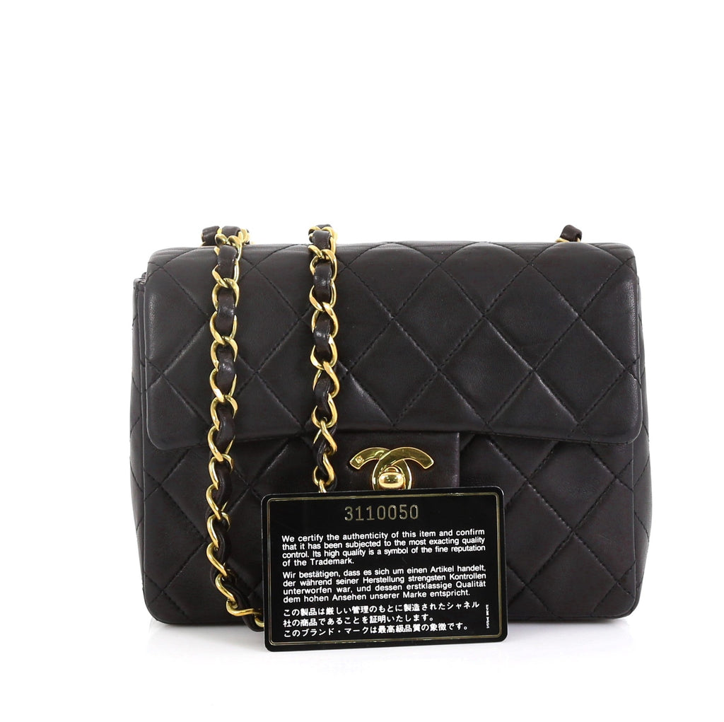 Vintage Square Classic Single Flap Bag Quilted Lambskin Mini