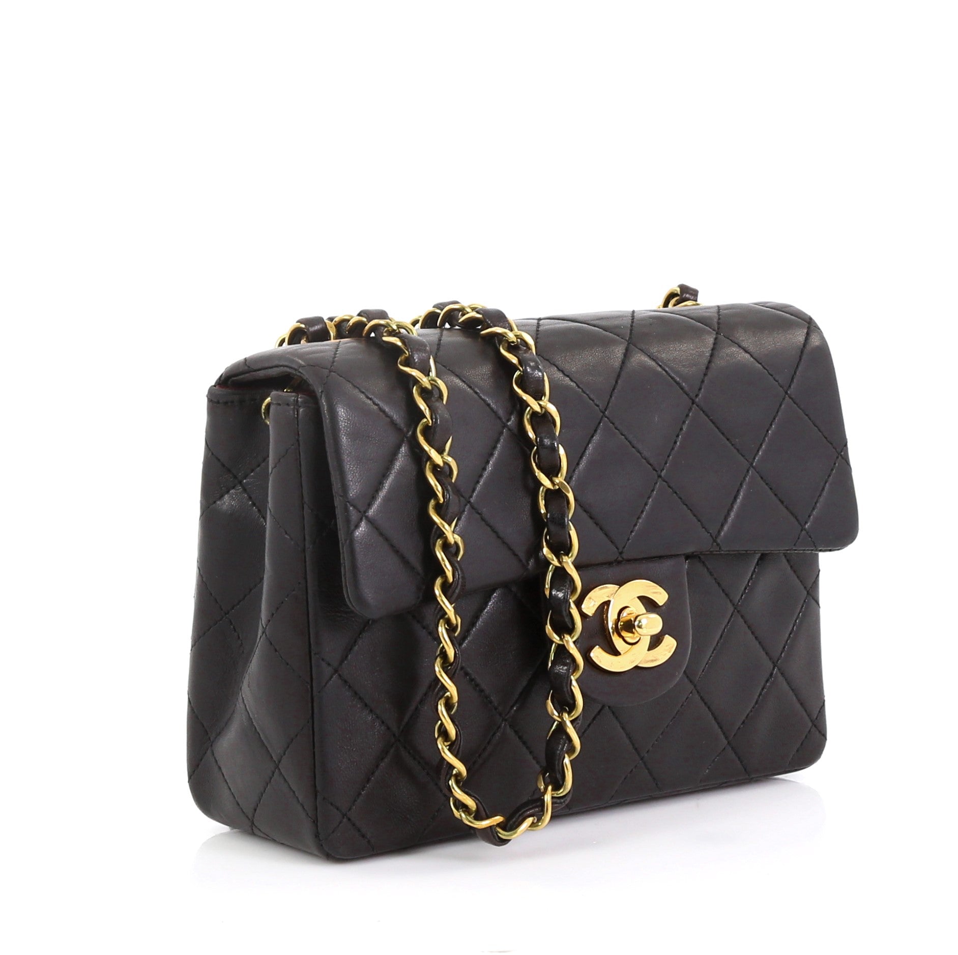 Vintage Square Classic Single Flap Bag Quilted Lambskin Mini