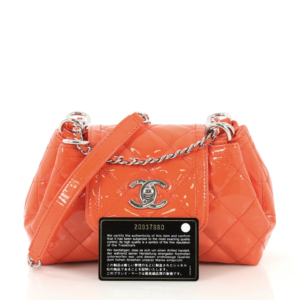 Coco Shine Accordion Flap Bag Quilted Patent Mini