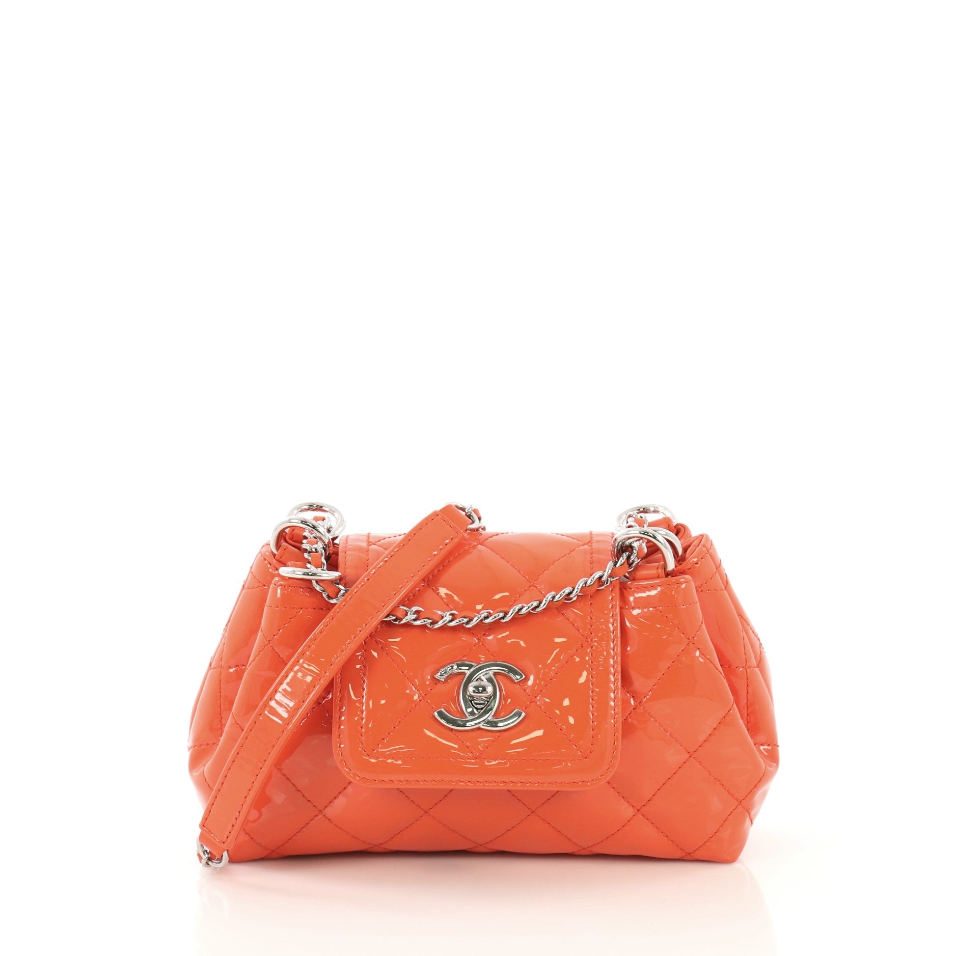 Coco Shine Accordion Flap Bag Quilted Patent Mini