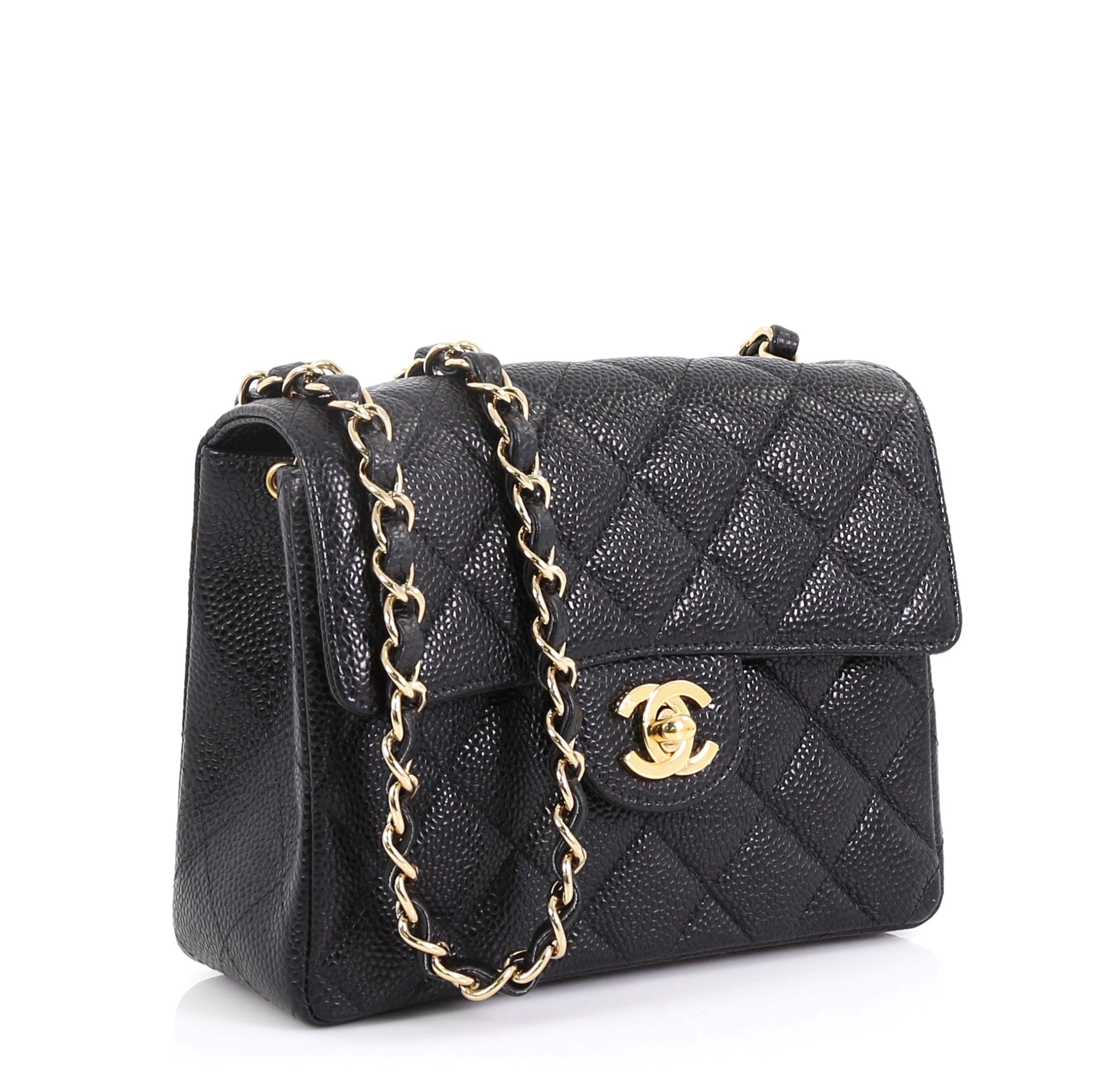 Vintage Square Classic Single Flap Bag Quilted Caviar Mini