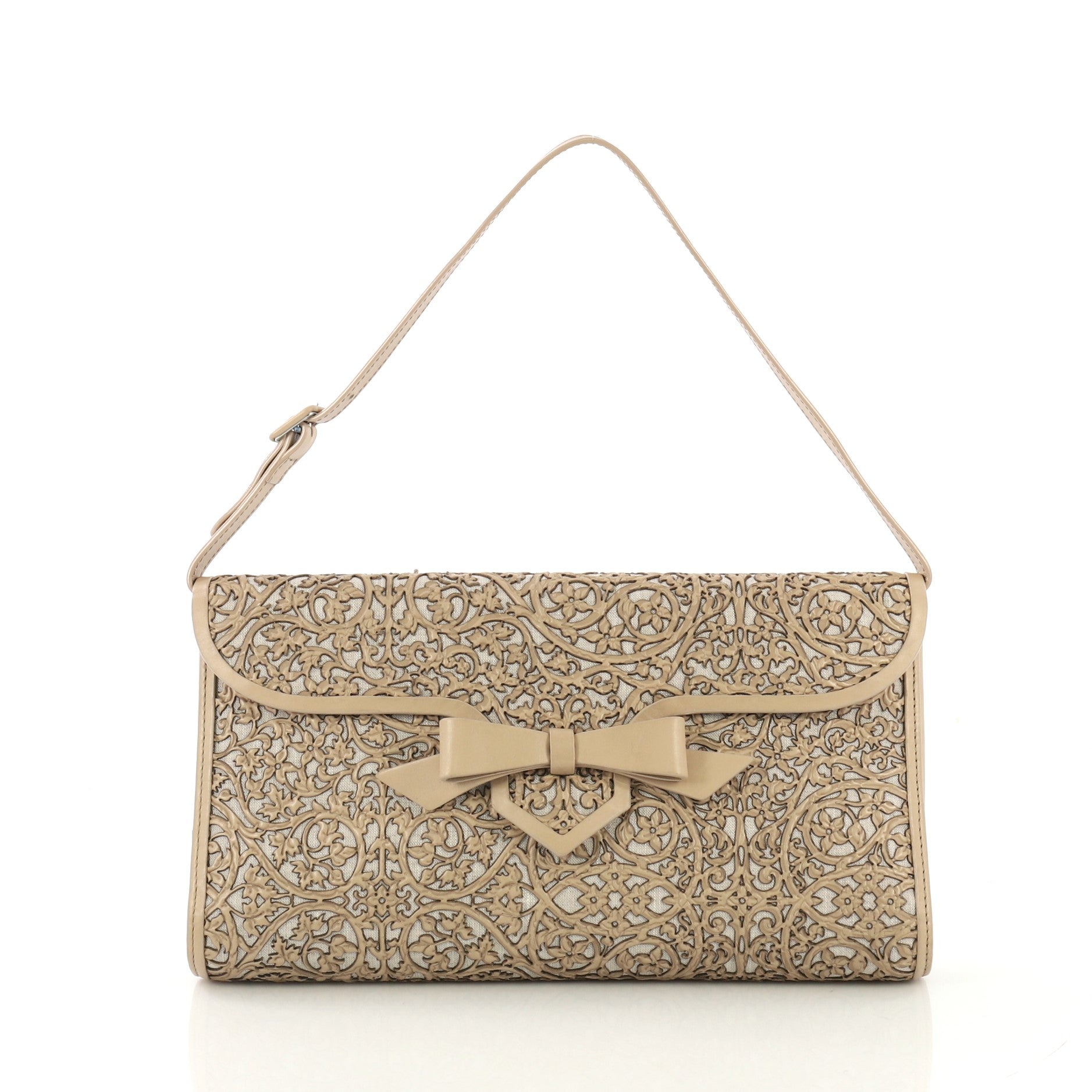Evita Pampas Clutch Laser Cut Leather and Canvas