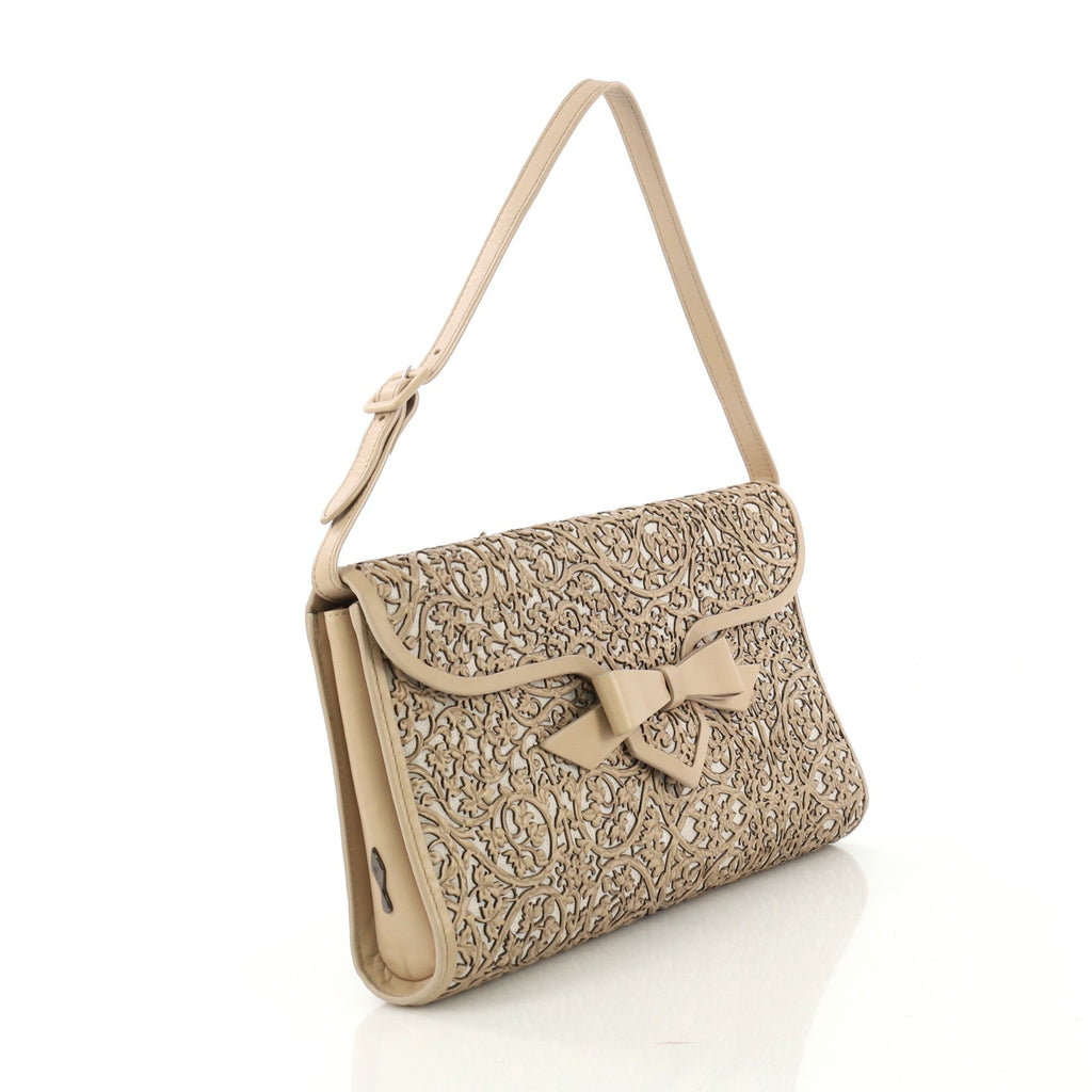 Evita Pampas Clutch Laser Cut Leather and Canvas