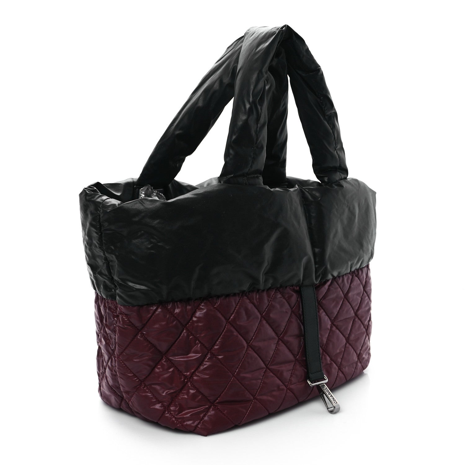 Nylon Quilted Coco Cocoon Reversible Tote Black