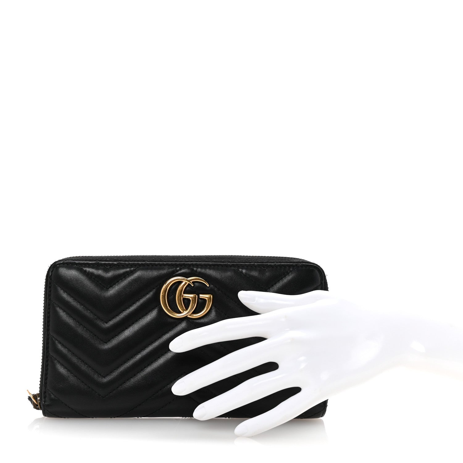 Calfskin Matelasse GG Marmont Zip Around Organizer Wallet Black