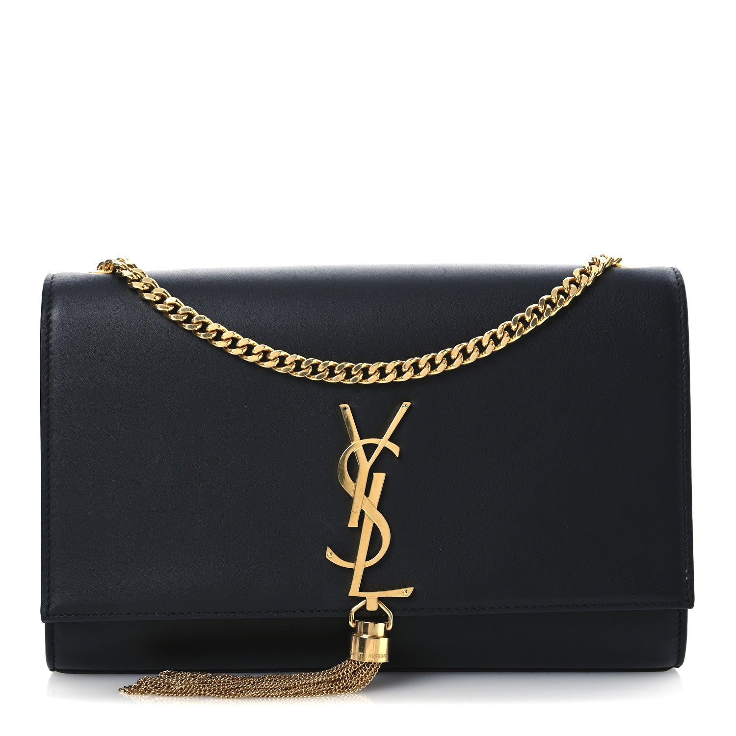 Smooth Calfskin Medium Classic Monogram Kate Tassel Satchel Black