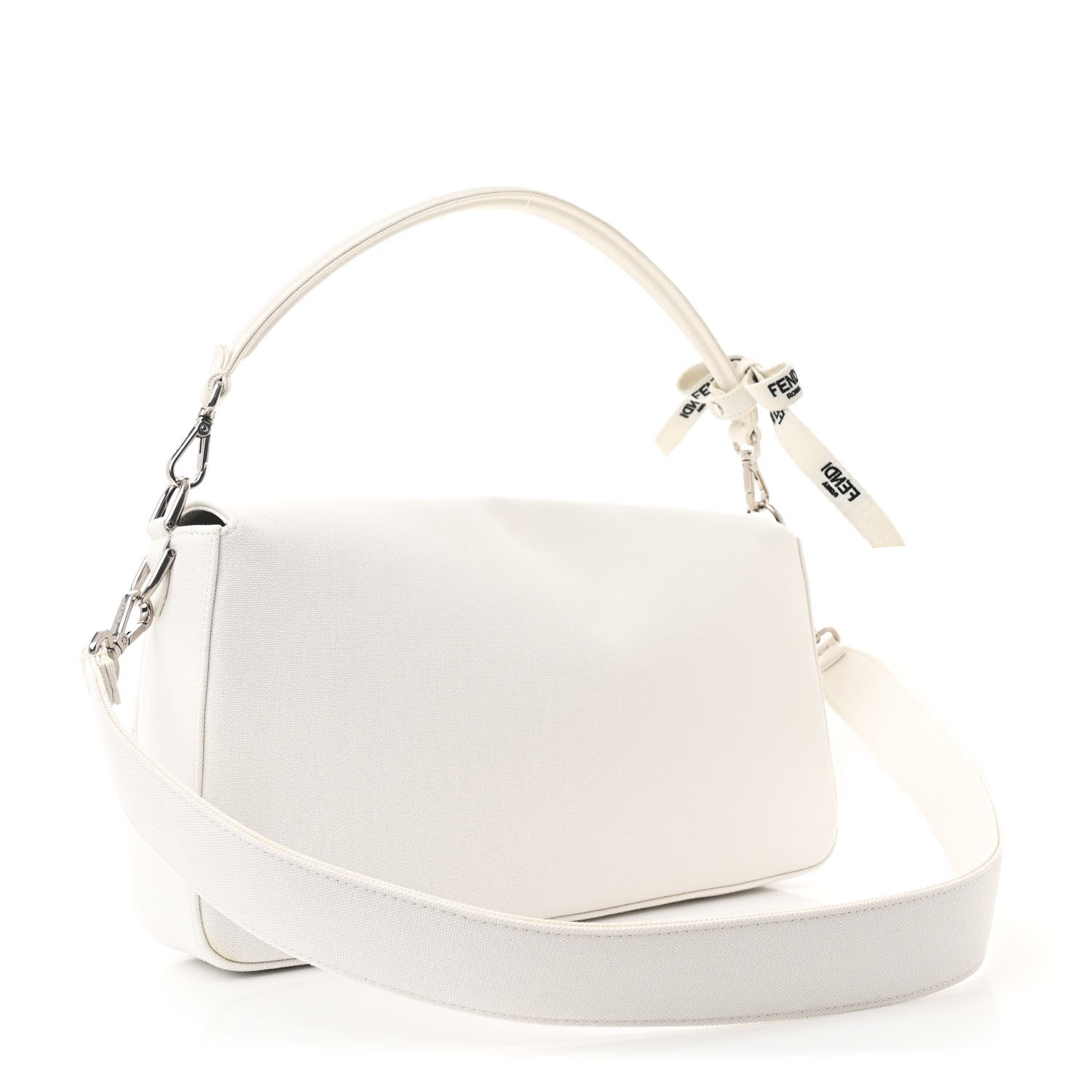 X MARC JACOBS Canvas Logo Maxi Baguette White Black