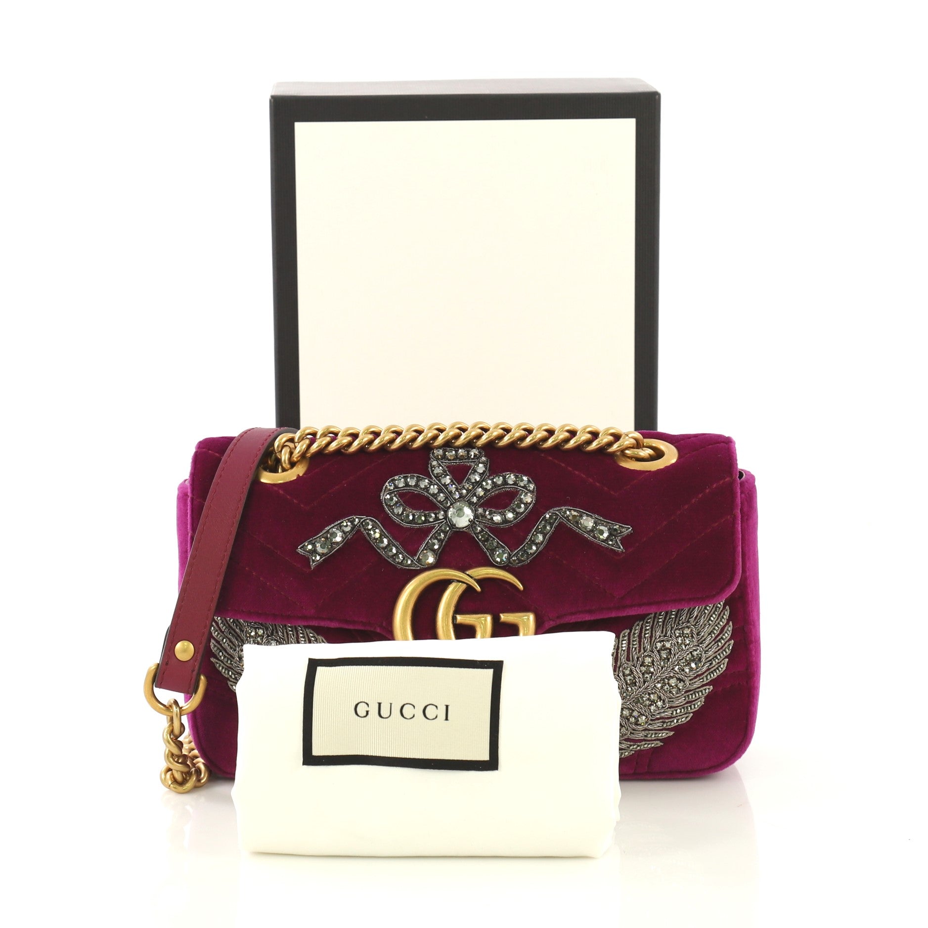 GG Marmont Flap Bag Embellished Matelasse Velvet Mini